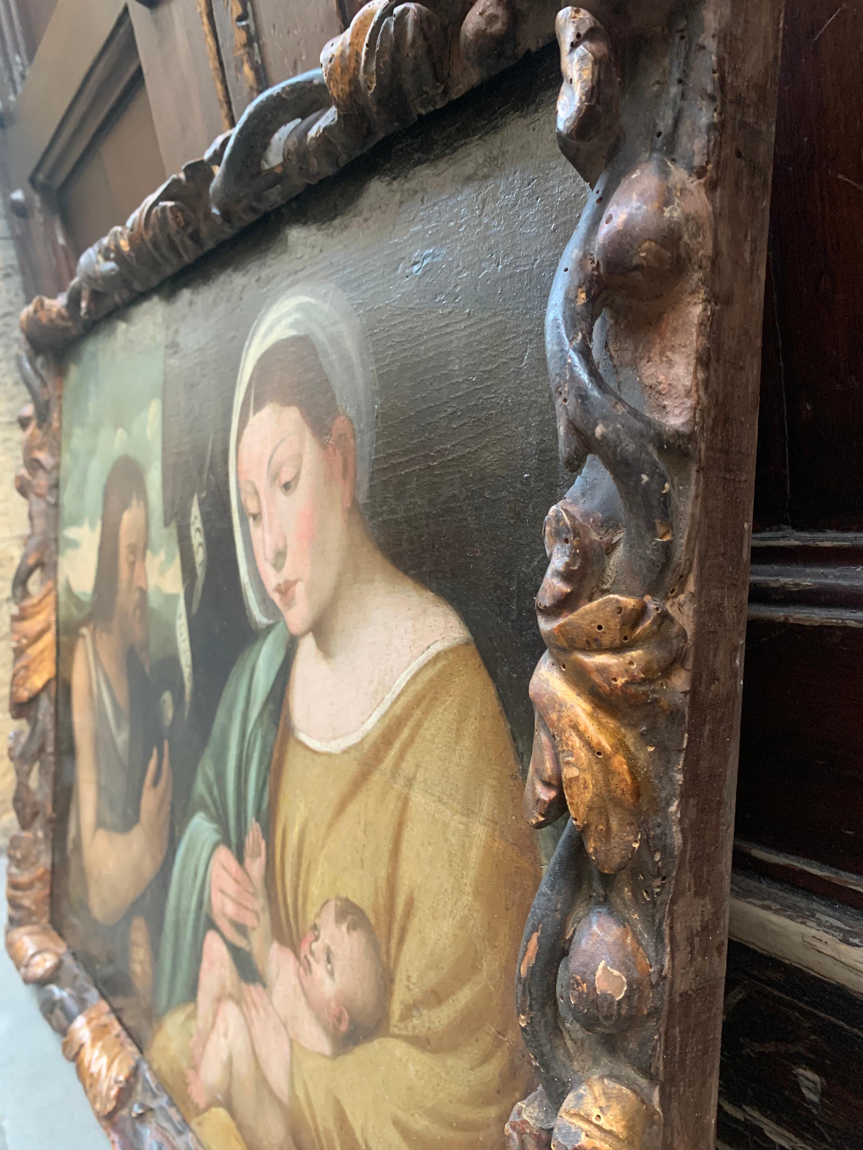 Venedig. XVI. Jahrhundert. Madonna mit Kind und St. John. Attribut. Marco Bello.  im Angebot 1