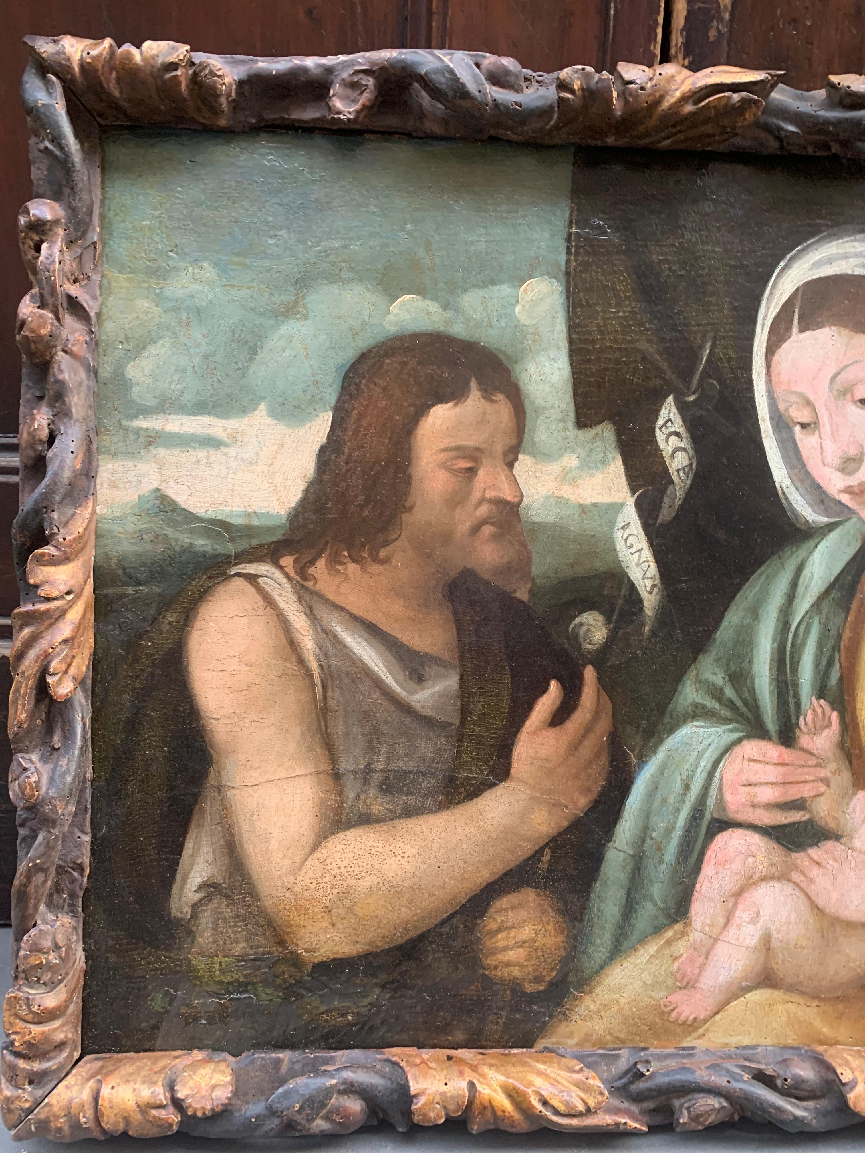 Venedig. XVI. Jahrhundert. Madonna mit Kind und St. John. Attribut. Marco Bello.  im Angebot 2