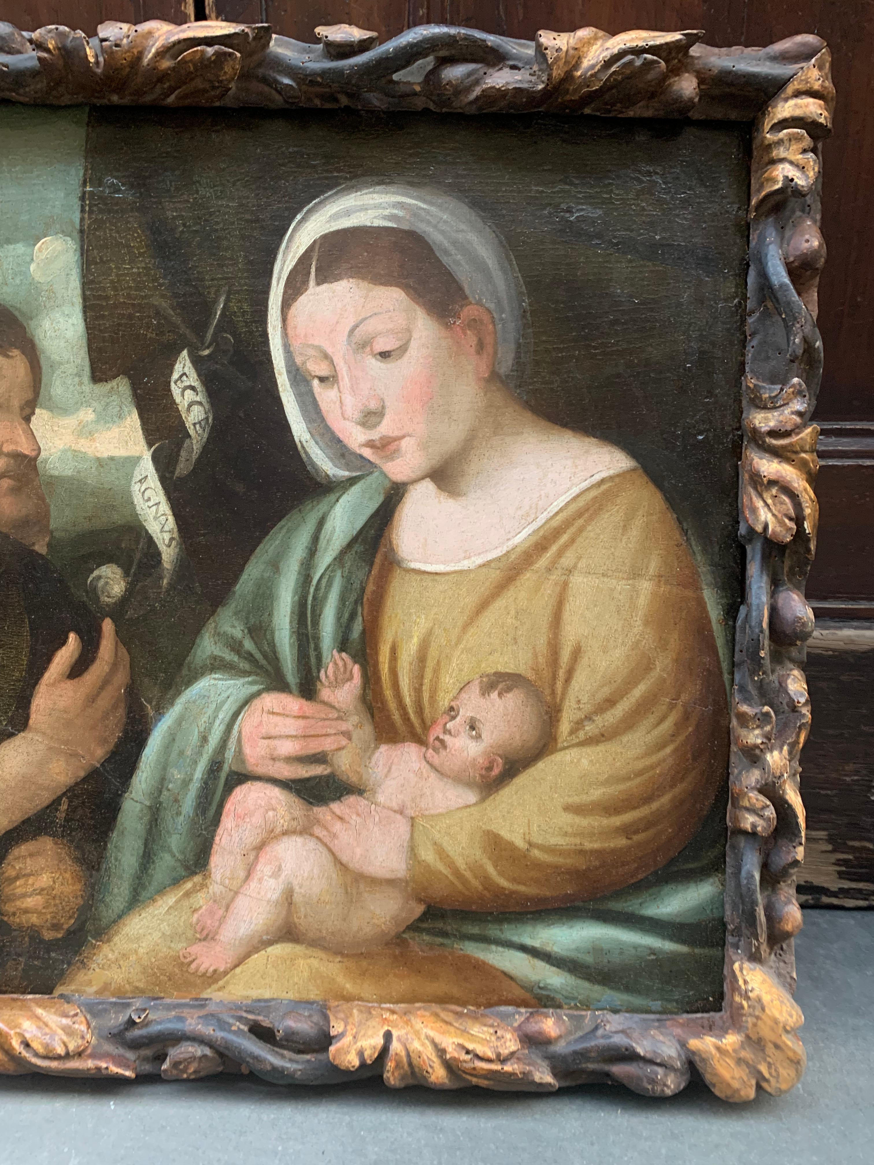 Venedig. XVI. Jahrhundert. Madonna mit Kind und St. John. Attribut. Marco Bello.  im Angebot 5