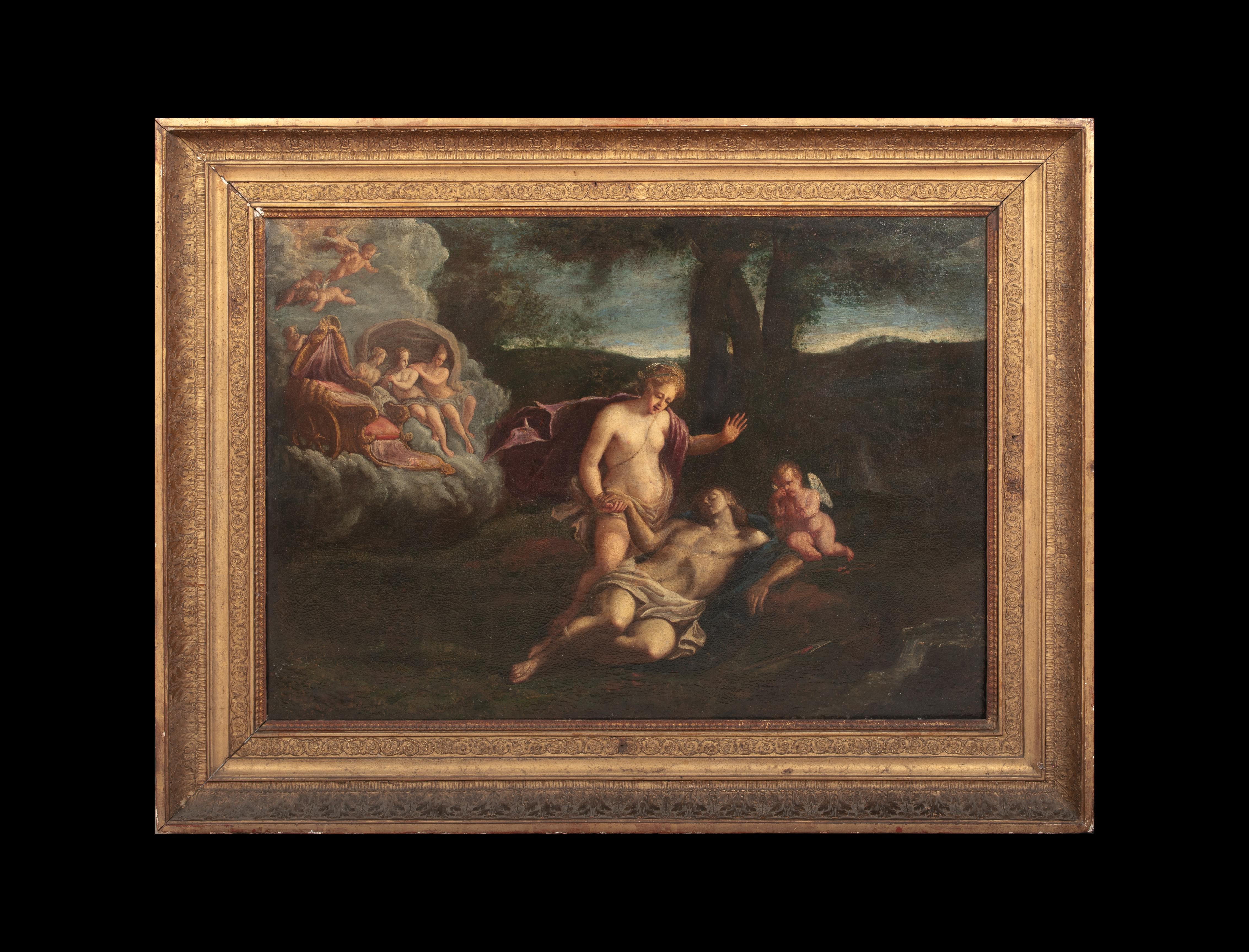 Vénus et la mort d'Adonis, 17e siècle  Venetian School - Painting de Unknown