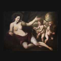 Venus with two Cupids Carring Arrows and Bow — Italian Painting