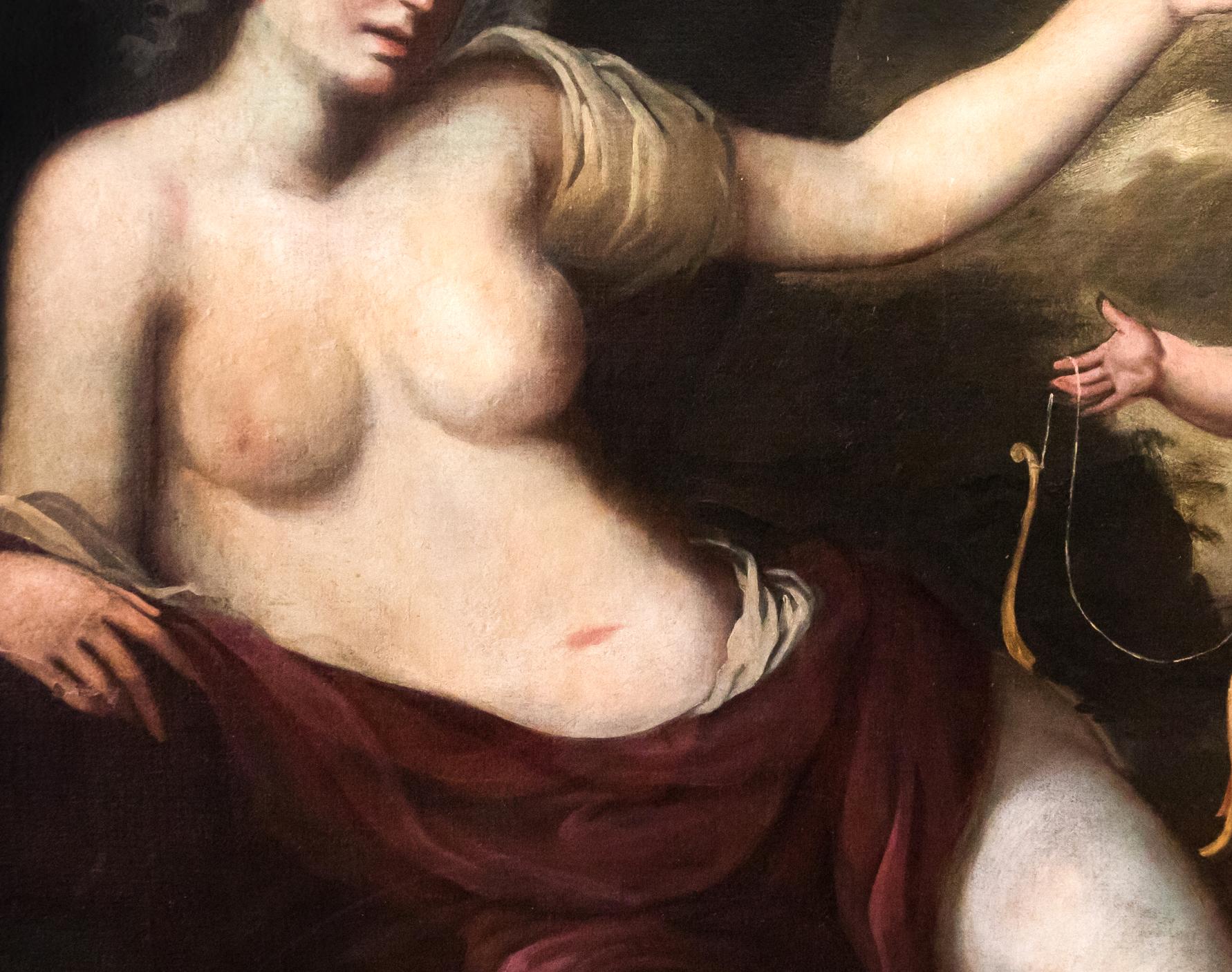 Venus with two Cupids Carring Arrows and Bow — Italian Painting For Sale 3