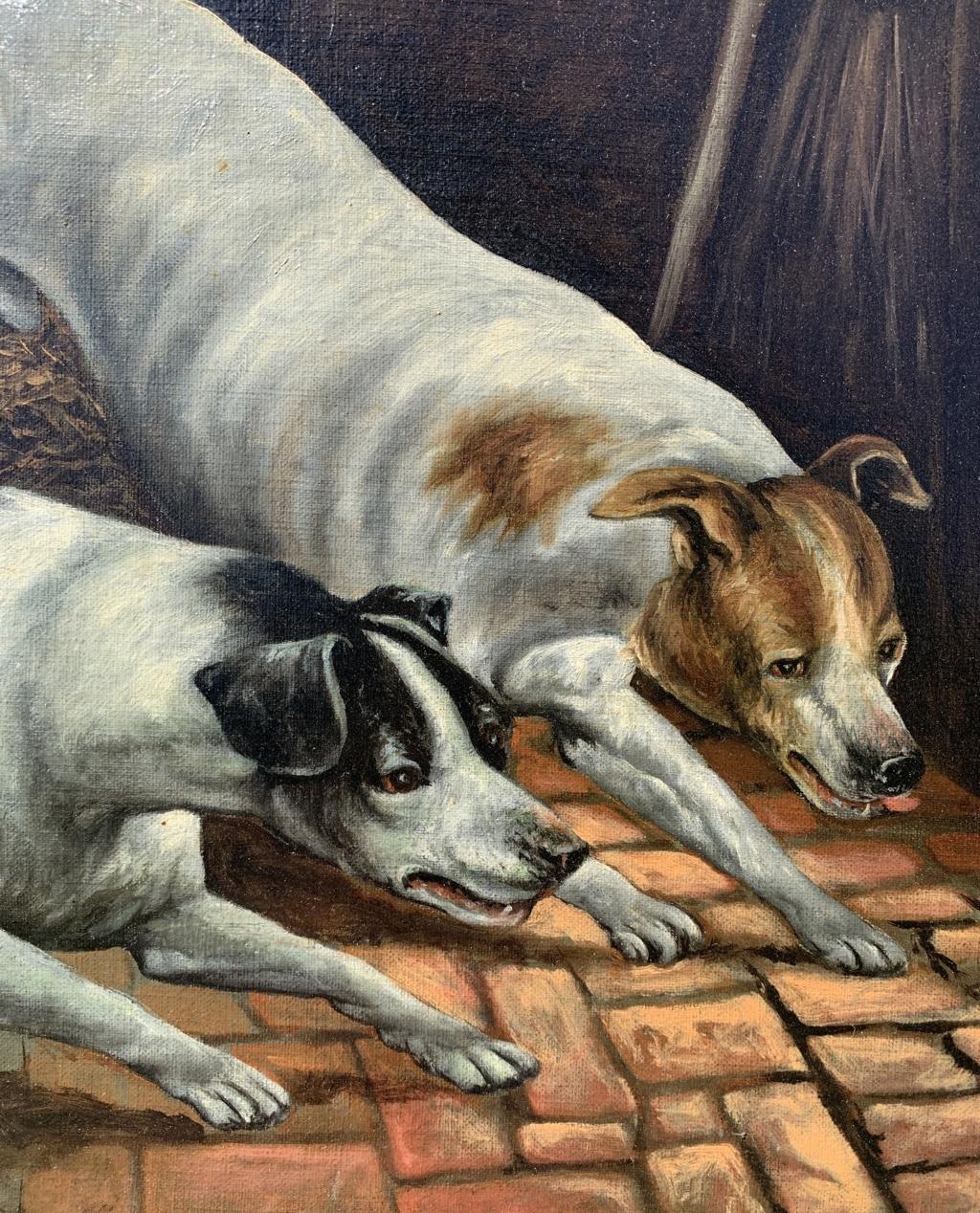 Verist continental painter - Late 19th century (1899) animalier painting - Dogs  For Sale 2