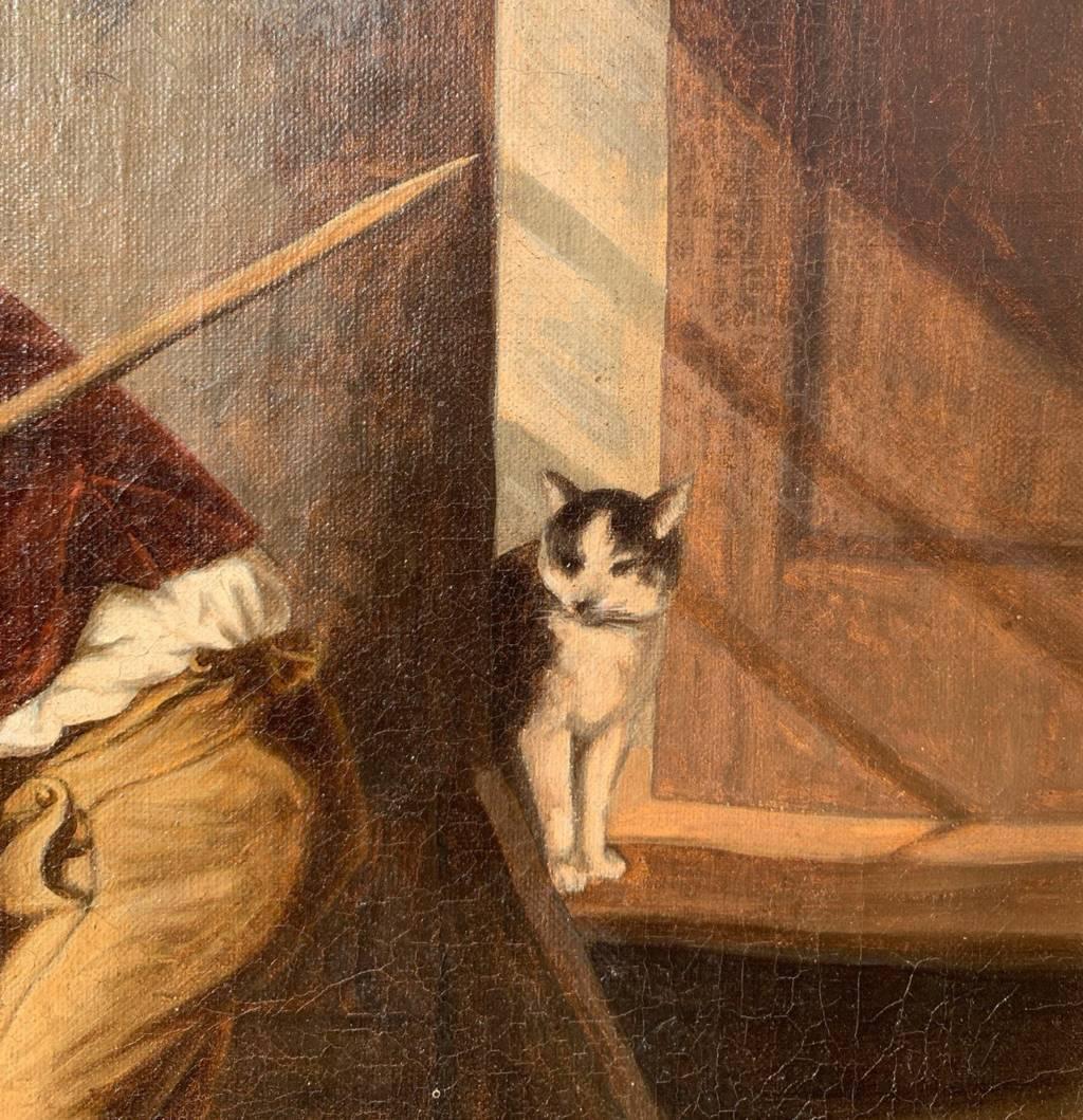 Italienischer Maler des Verismus – Figurenmalerei des späten 19. Jahrhunderts – geschulter Hund (Braun), Figurative Painting, von Unknown