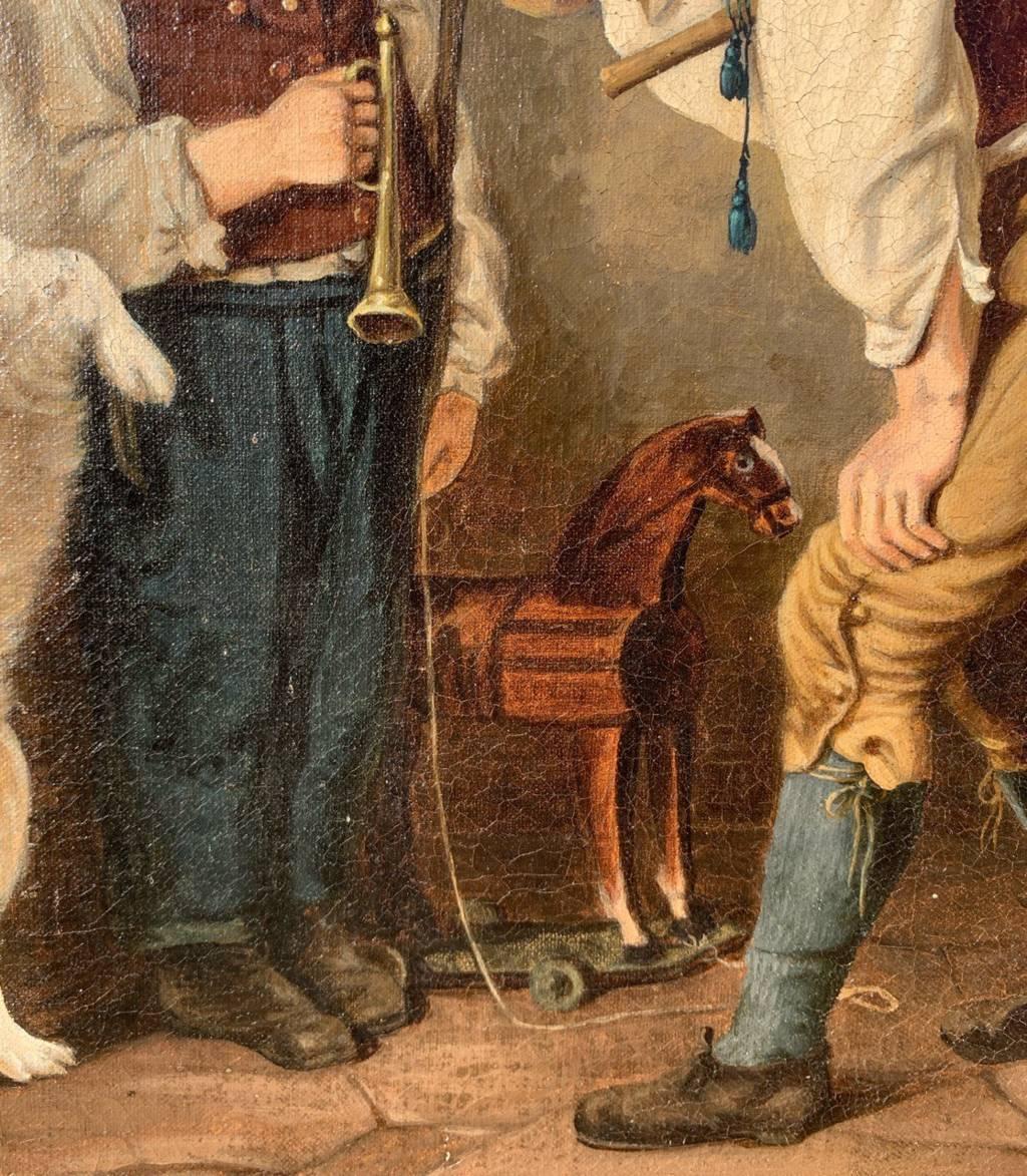 Italienischer Maler des Verismus – Figurenmalerei des späten 19. Jahrhunderts – geschulter Hund im Angebot 3
