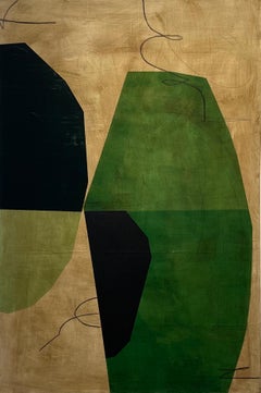 Vert on Vert by Murray Duncan, mix media on canvas, geometric abstract