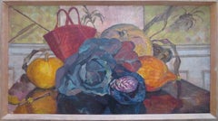 Very Large English Post War Mid 20thC Oil Painting - Still Life Of Vegetables
