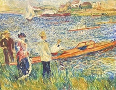 VERY LARGE FRENCH IMPRESSIONIST OIL PAINTING AFTER RENOIR - BOATING PARTY CHATOU