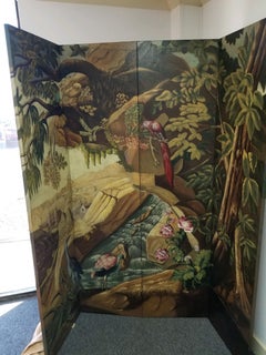 Very Large Hand Painting "Matland-Smith" Tropical Room Divider