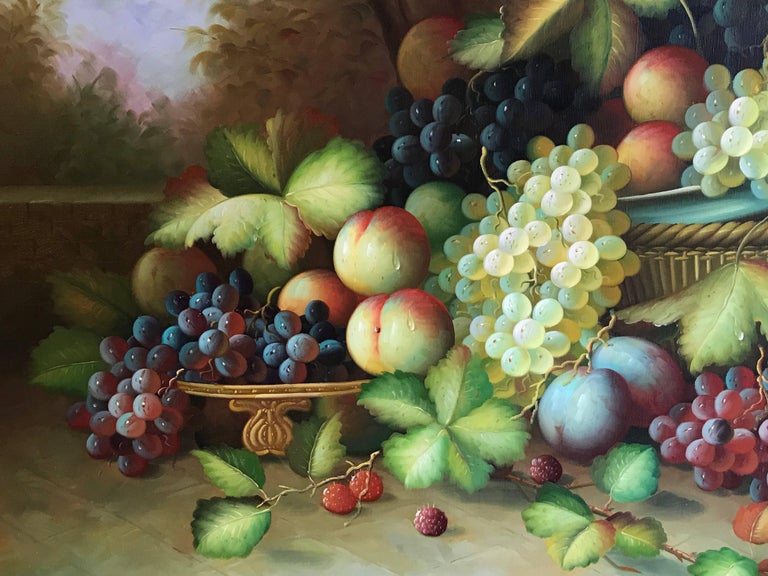 Unknown - Very Large Ornamental Still Life Fruit Oil Painting For Sale at 1stDibs