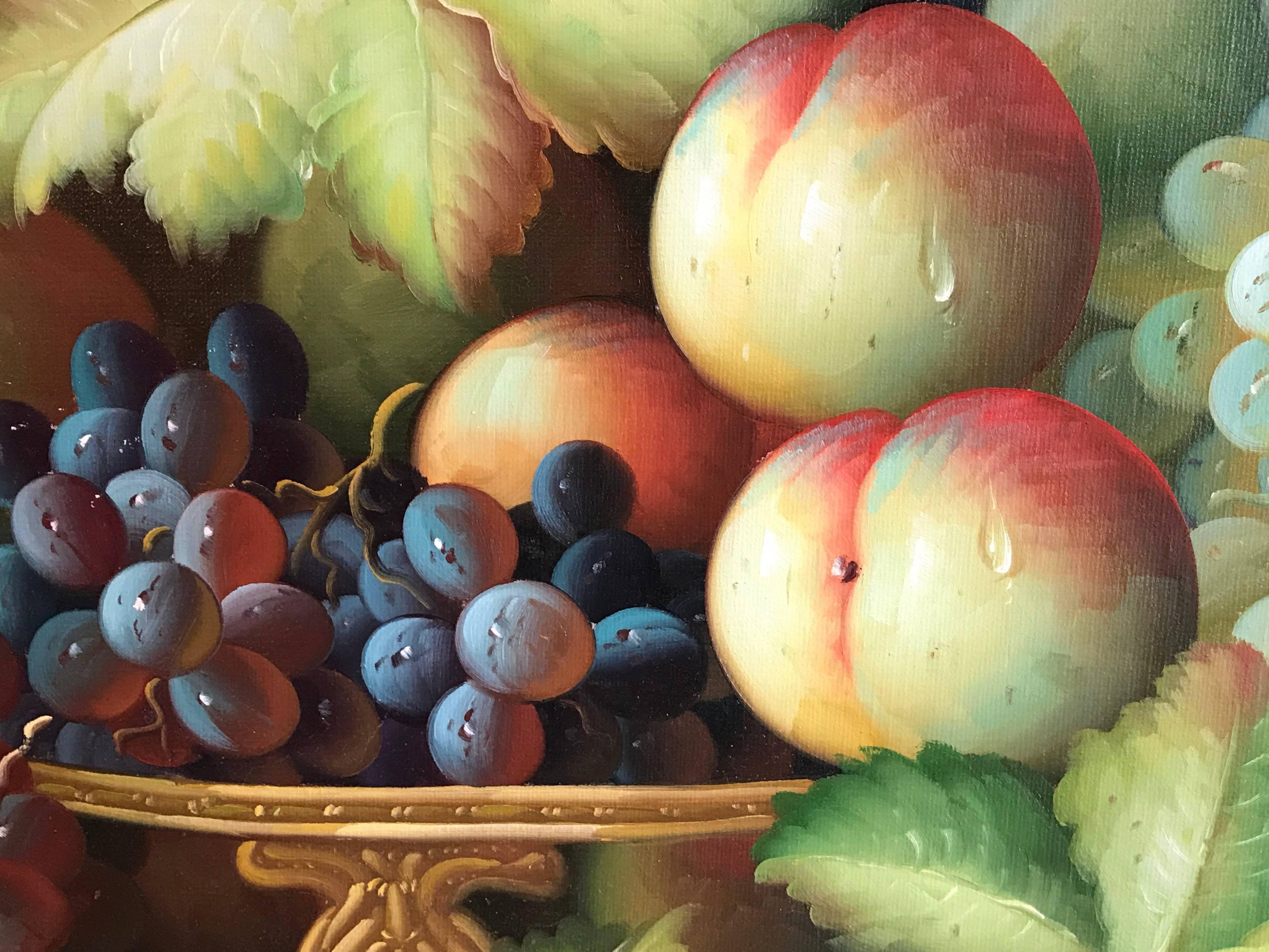 Very Large Ornamental Still Life Fruit Oil Painting 3