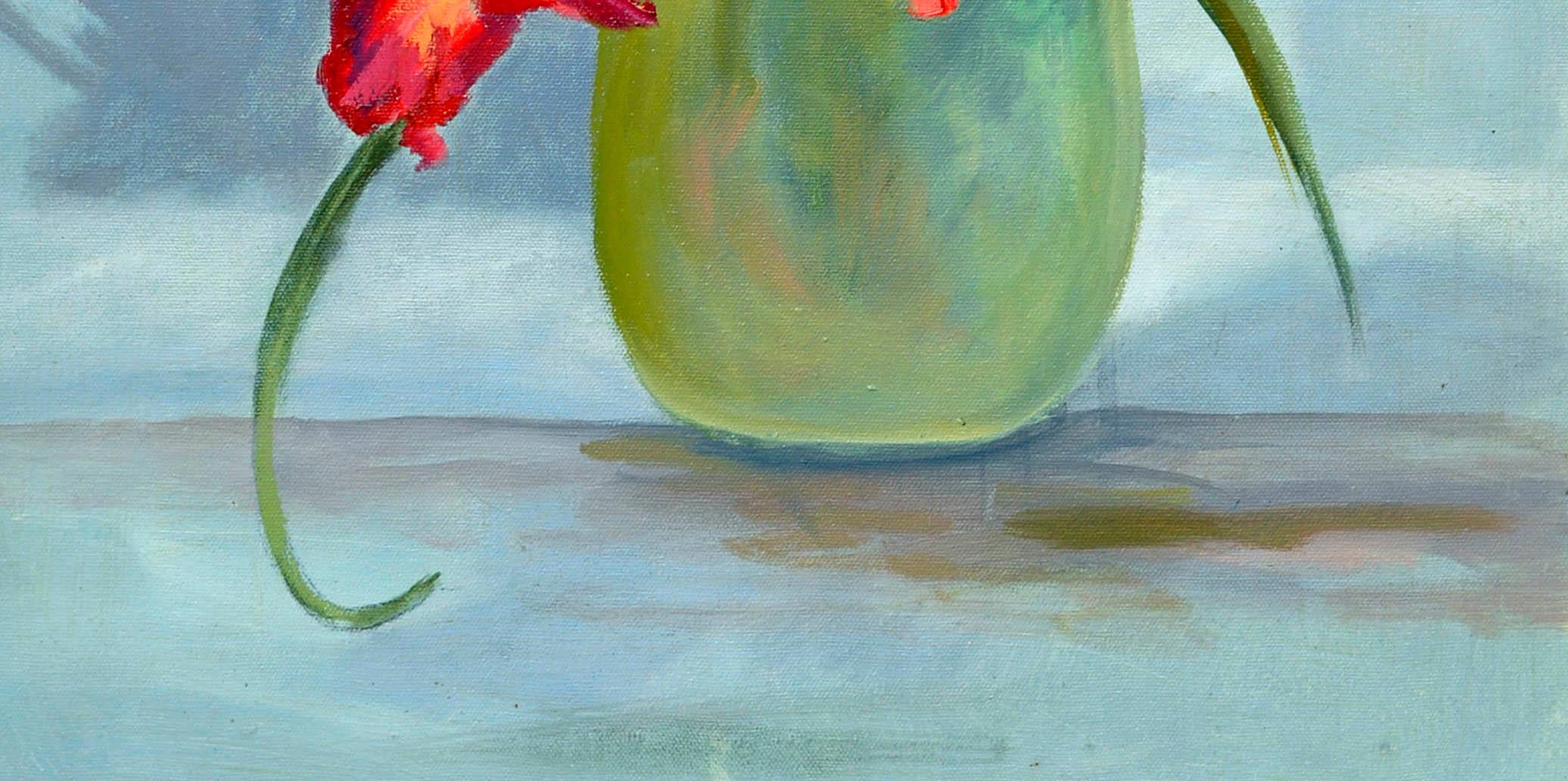 Vibrant Spring Bulb Still Life in Oil on Canvas For Sale 2