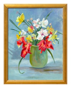 Vibrant Spring Bulb Still Life in Oil on Canvas