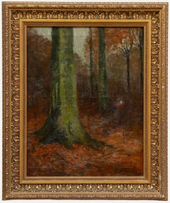 Victor Simonin (1877-1946) - Framed Early 20th Century Oil, Fagotière en Forêt