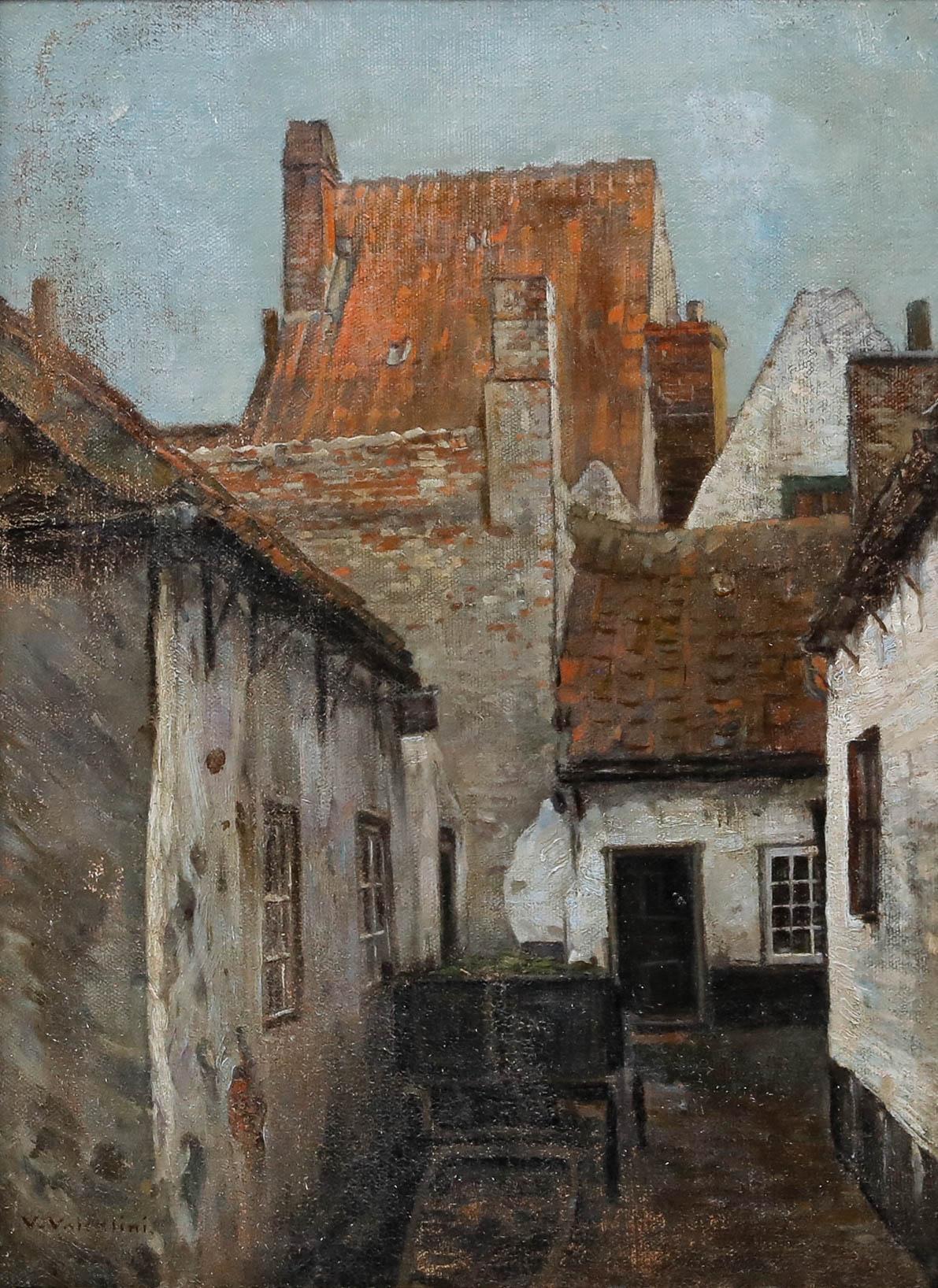 Victor Valentini (1878-1898) - Late 19th Century Oil, Hof in Emden - Painting by Unknown