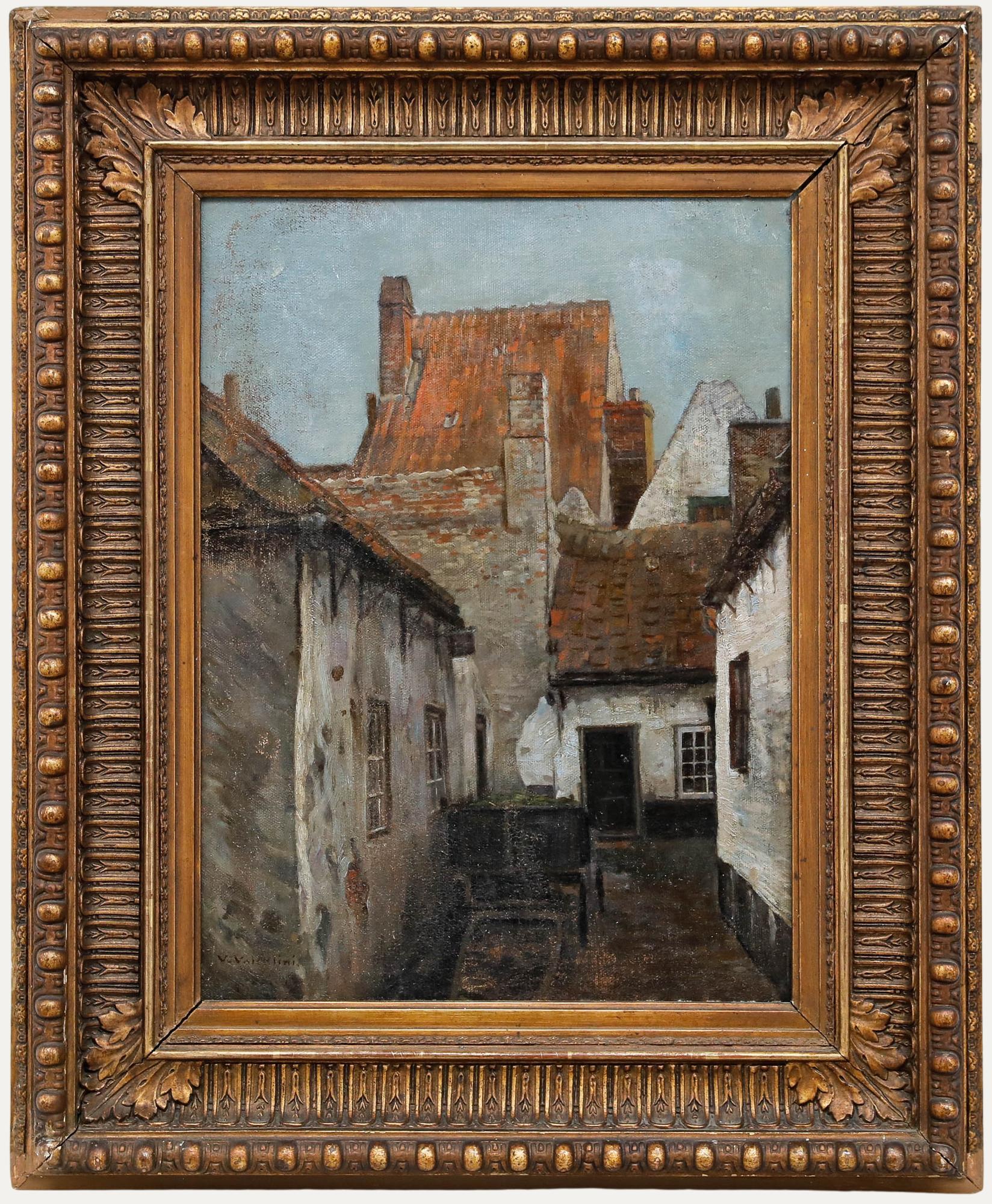 Victor Valentini (1878-1898) - Late 19th Century Oil, Hof in Emden