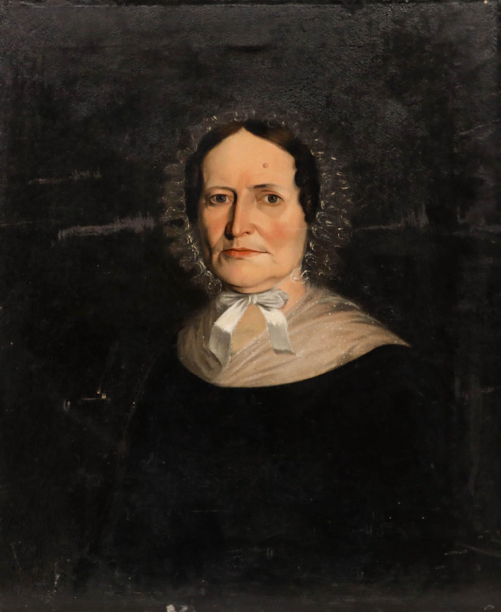 Huile victorienne du 19e siècle - Portrait d'une dame - Painting de Unknown