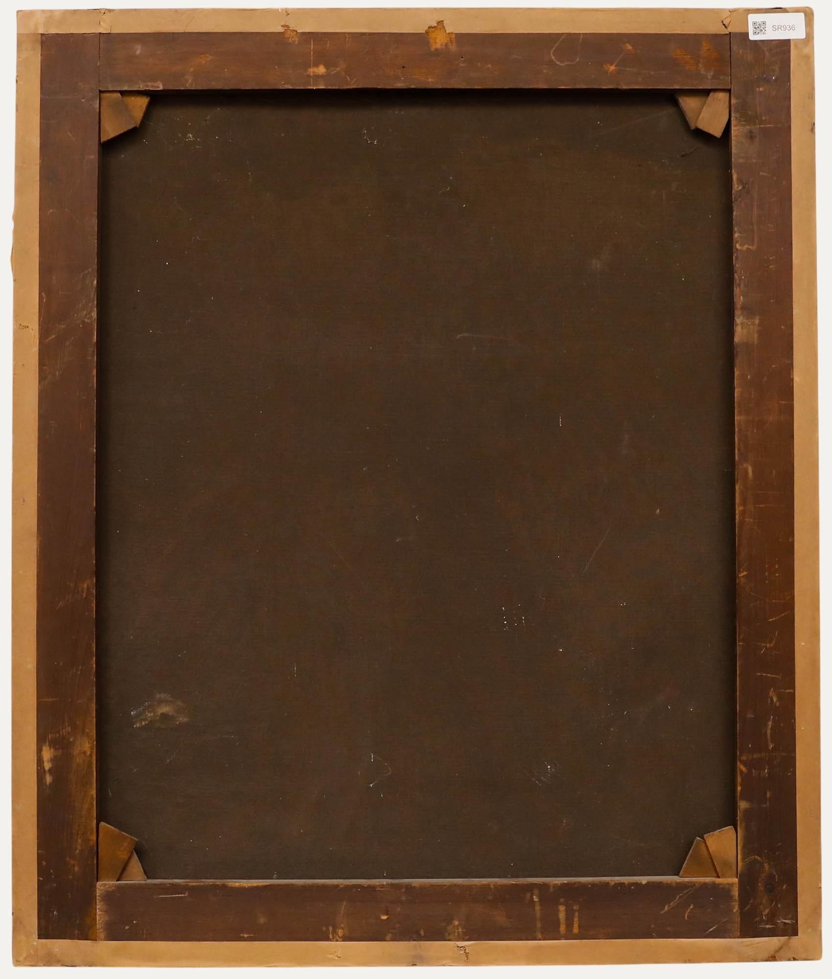 Huile victorienne du 19e siècle - Portrait d'une dame - Noir Portrait Painting par Unknown