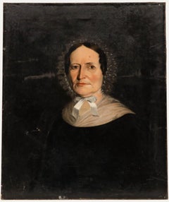 Huile victorienne du 19e siècle - Portrait d'une dame