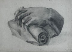 Victorian Hand Study Still Life Pencil Drawing Louisa Wortley 1864