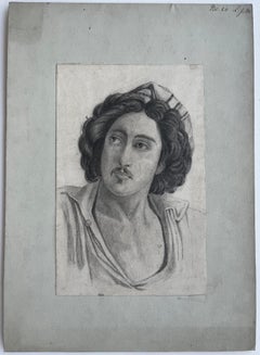 Victorian Male Portrait Study Pencil Drawing Louisa Wortley