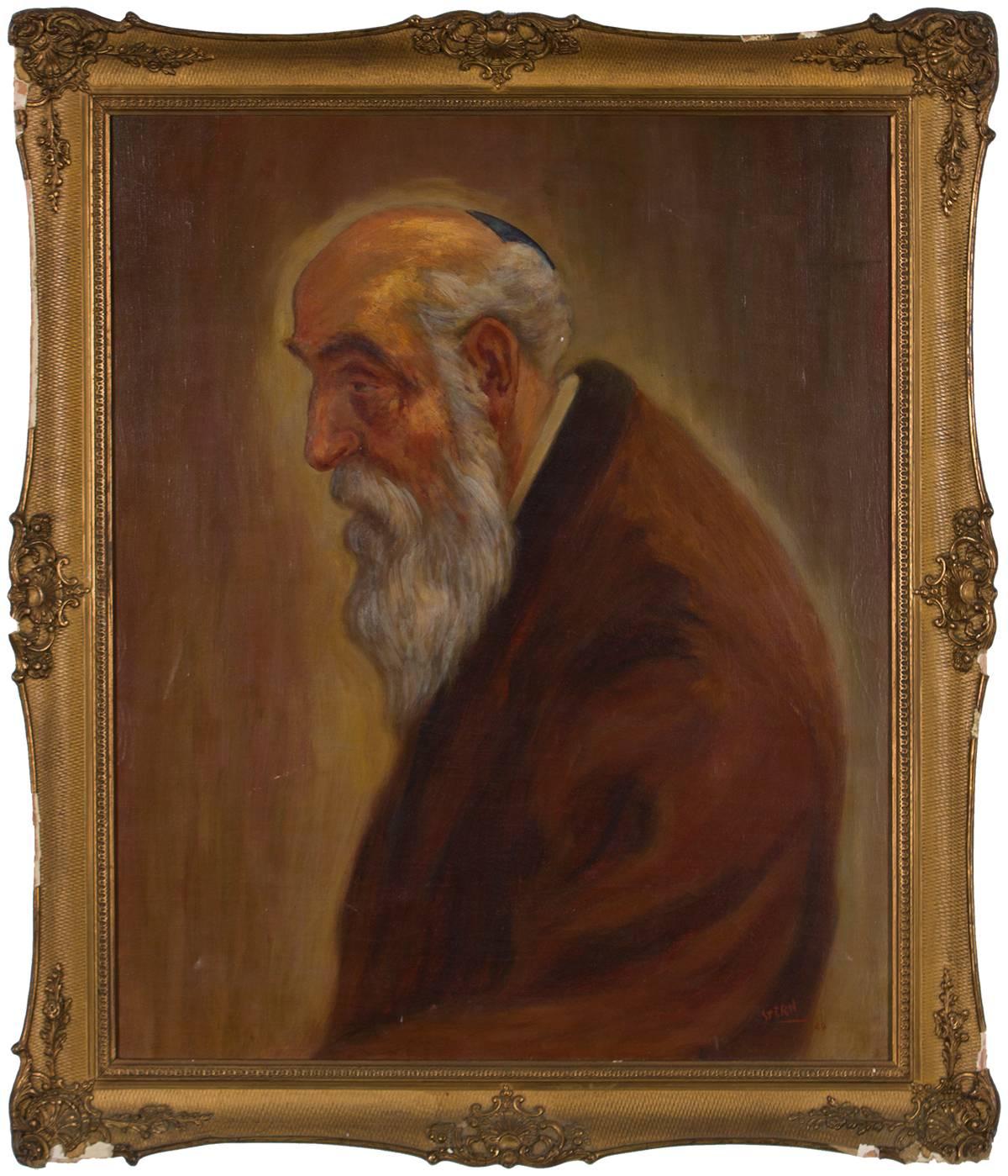 Portrait Painting Unknown - Vieillesse, portrait français d'un homme juif âgé