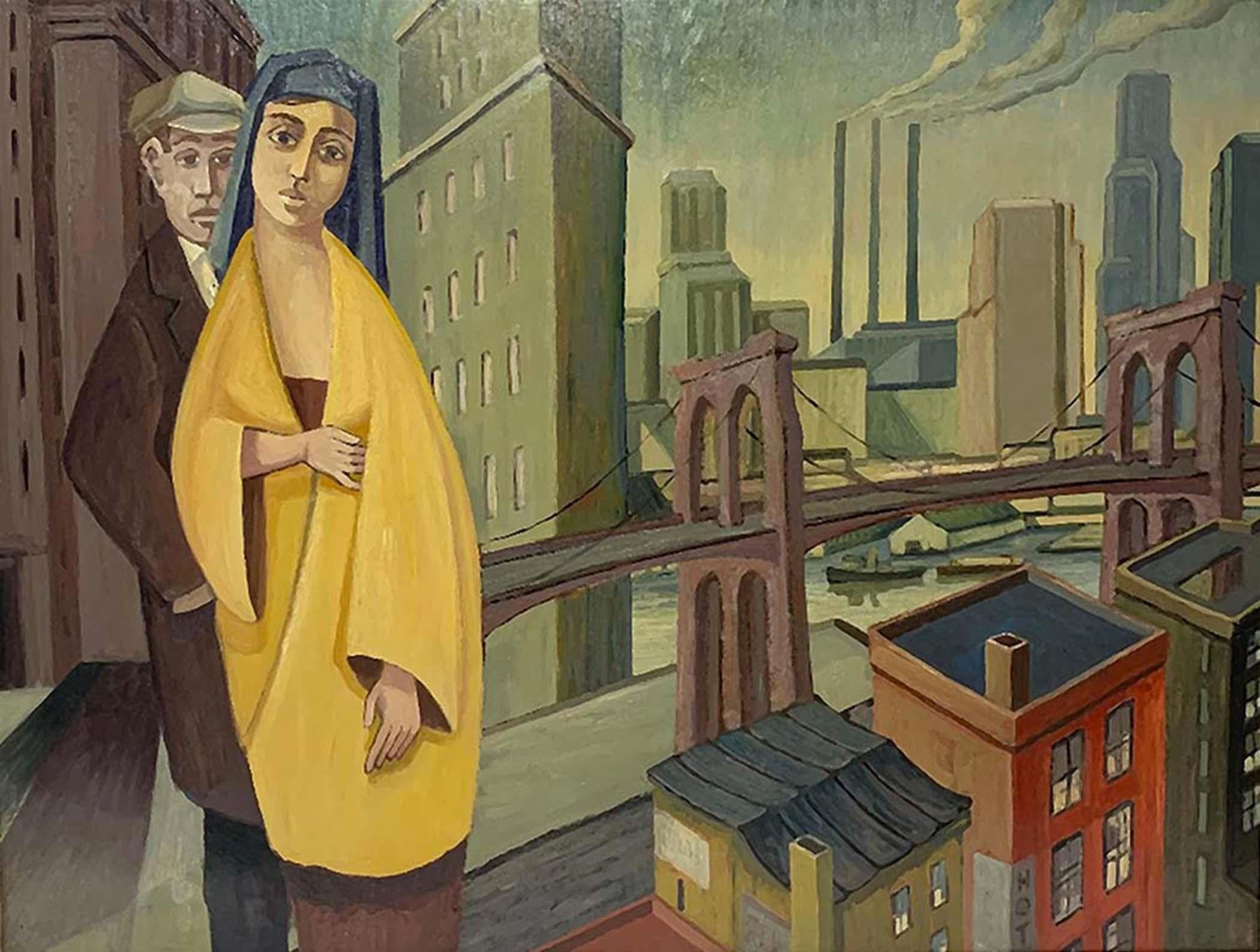 Unknown Figurative Painting - View From Brooklyn