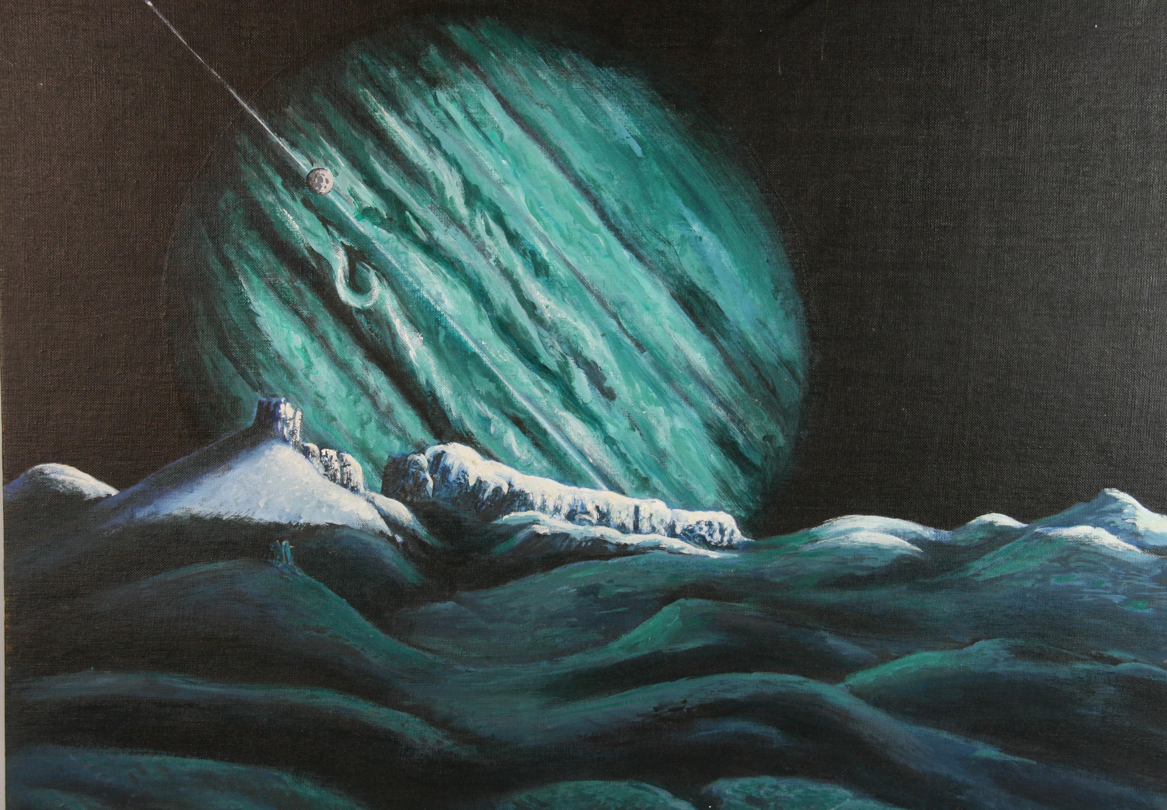 View Into  Outer Space 1985 - Black Abstract Painting by Unknown