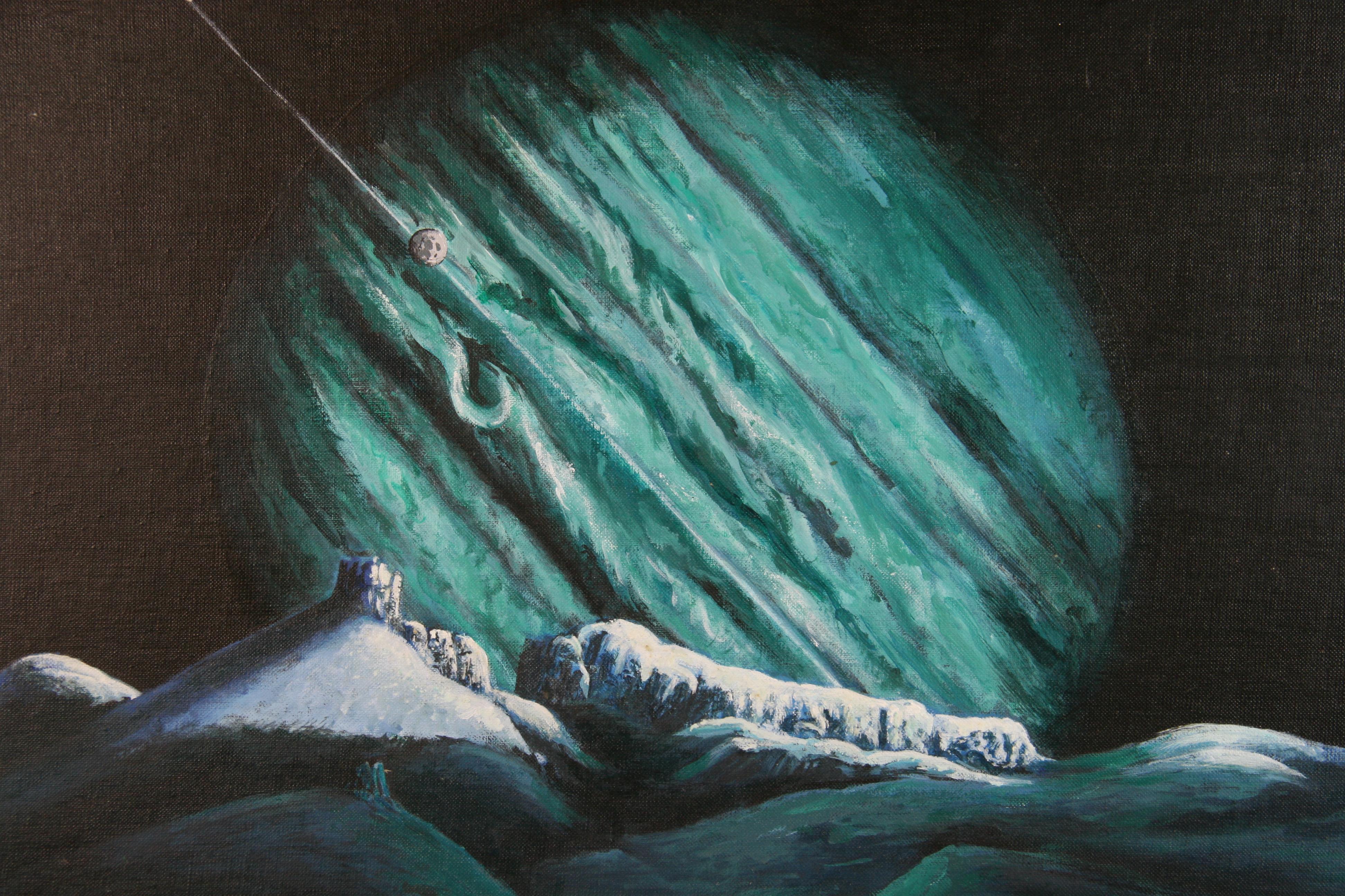 5074  Colorful view into outer space signed on verso