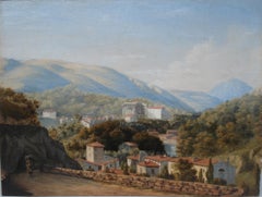 View Of A Tuscan Village, Italian School, Circa 1830
