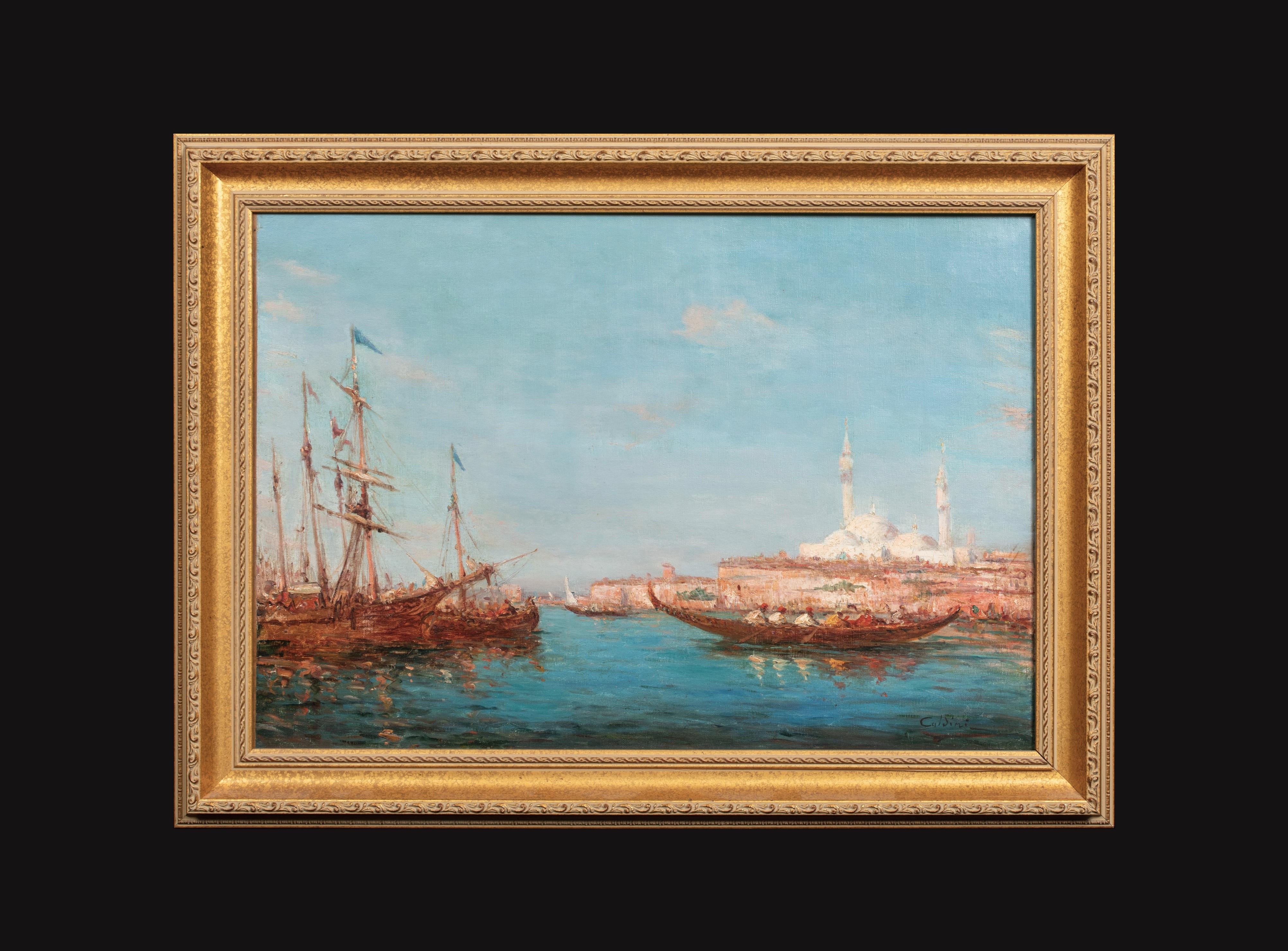 View of Bosphorus, near Istanbul, 19th Century  Signed Indistinctly - Italian - Painting by Unknown