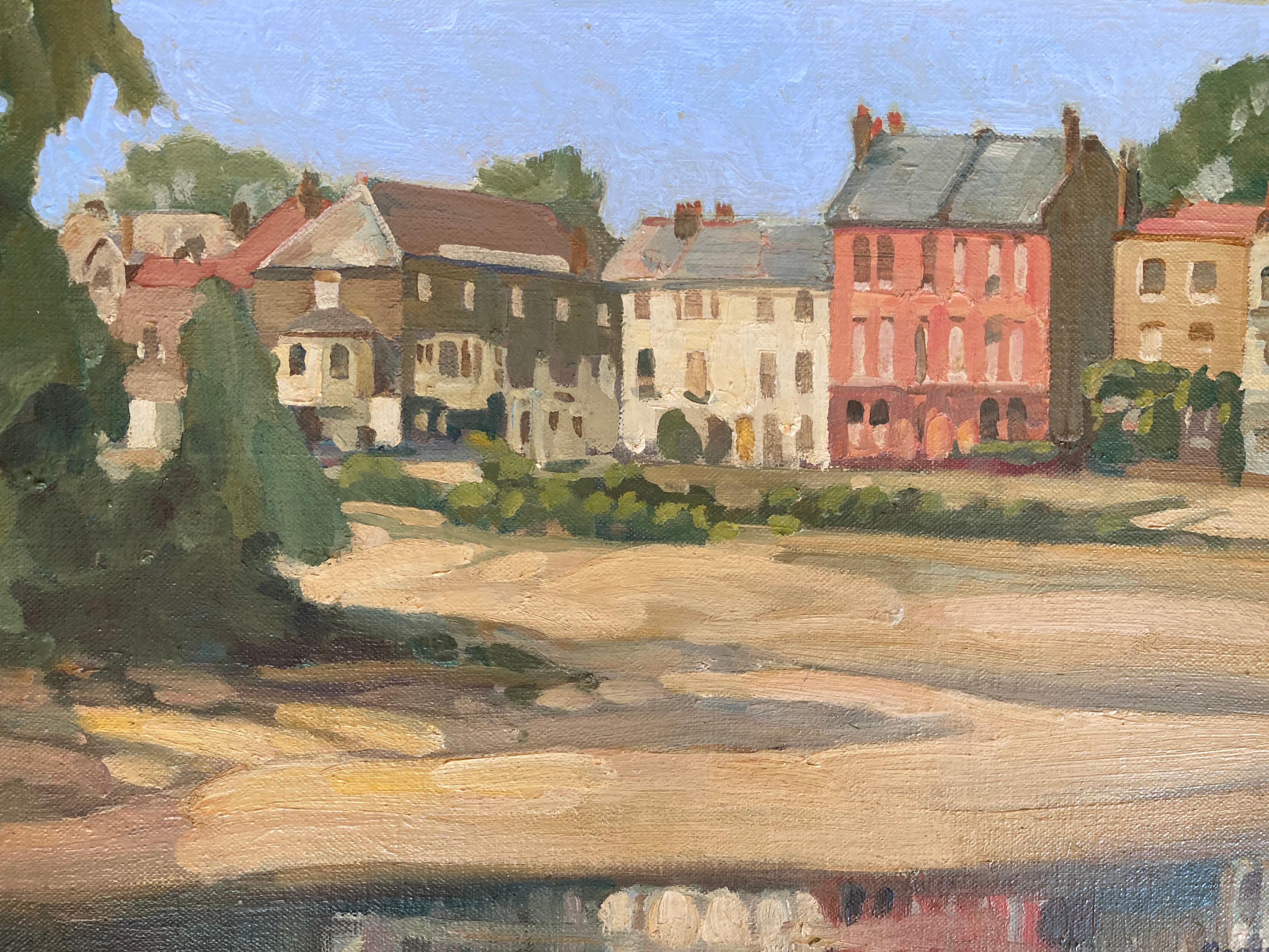 View of Church Street, Isleworth, England (Framed Mid-Century Landscape) - Painting by Unknown