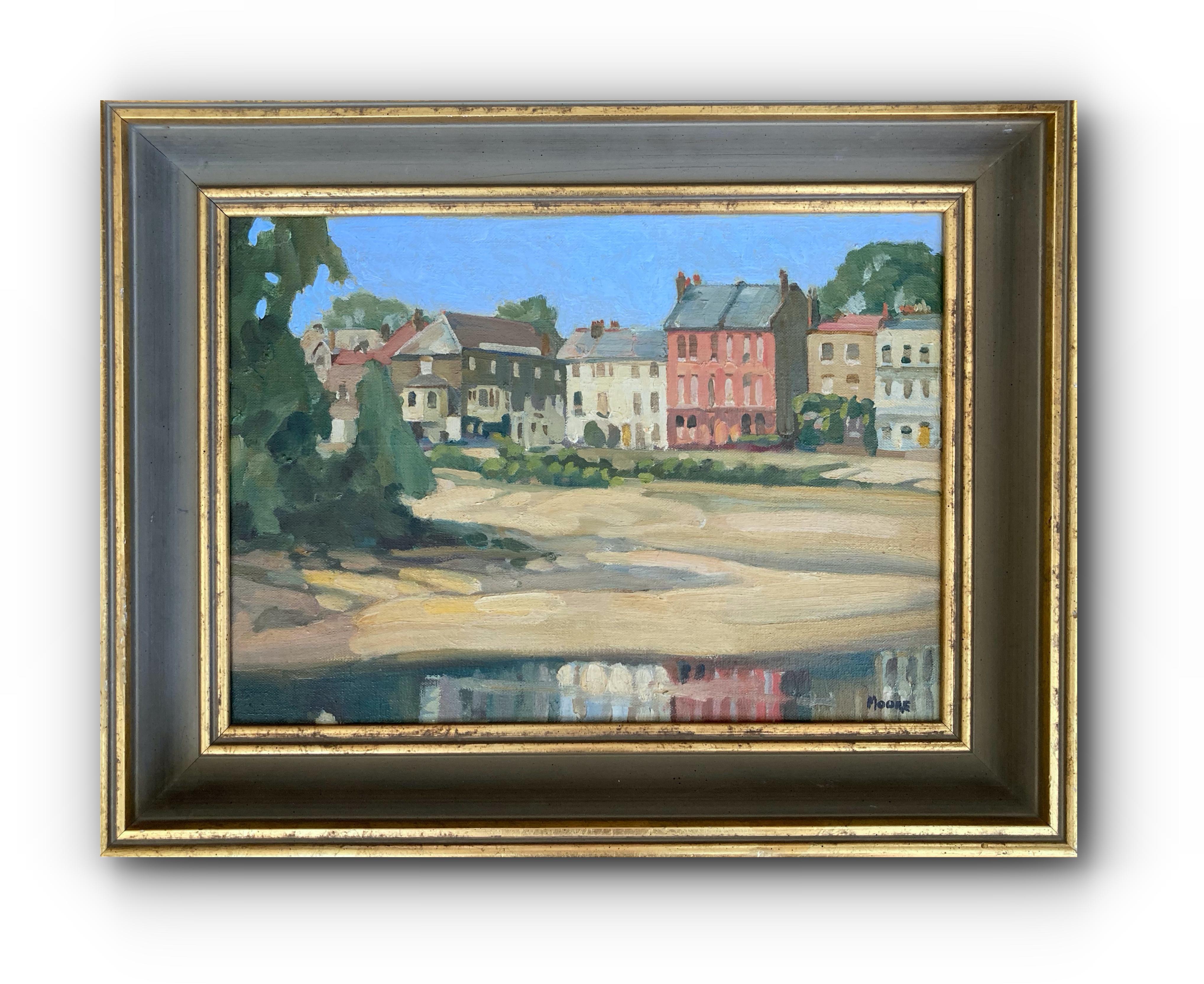 Unknown Landscape Painting - View of Church Street, Isleworth, England (Framed Mid-Century Landscape)