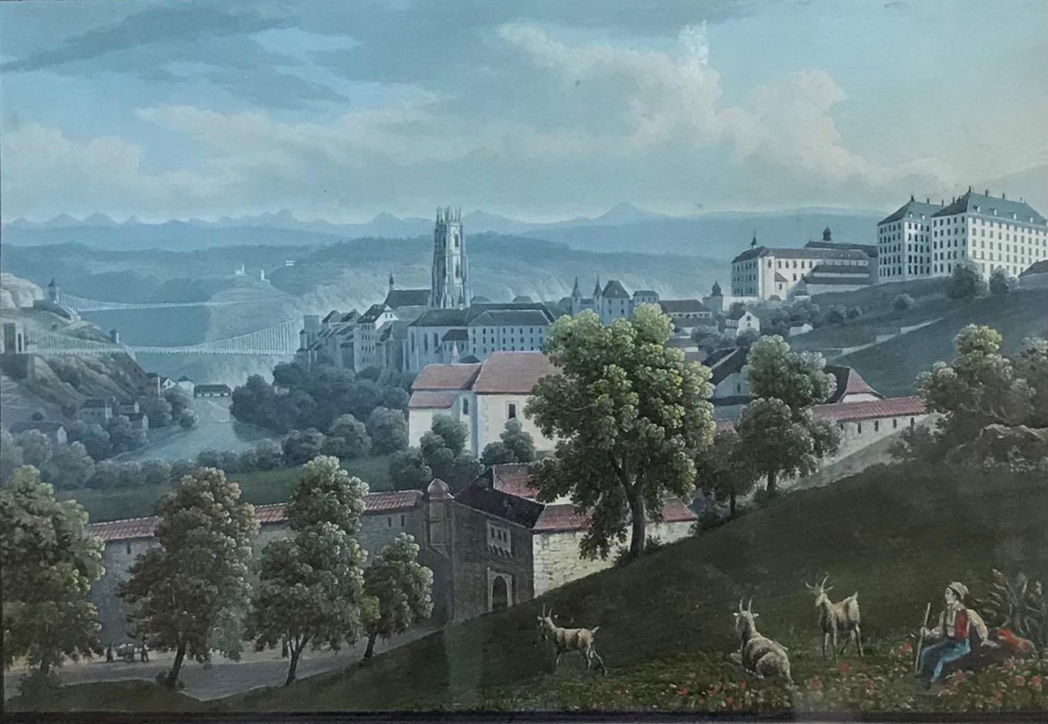 View of Friborg in Switzerland - Oil paint 