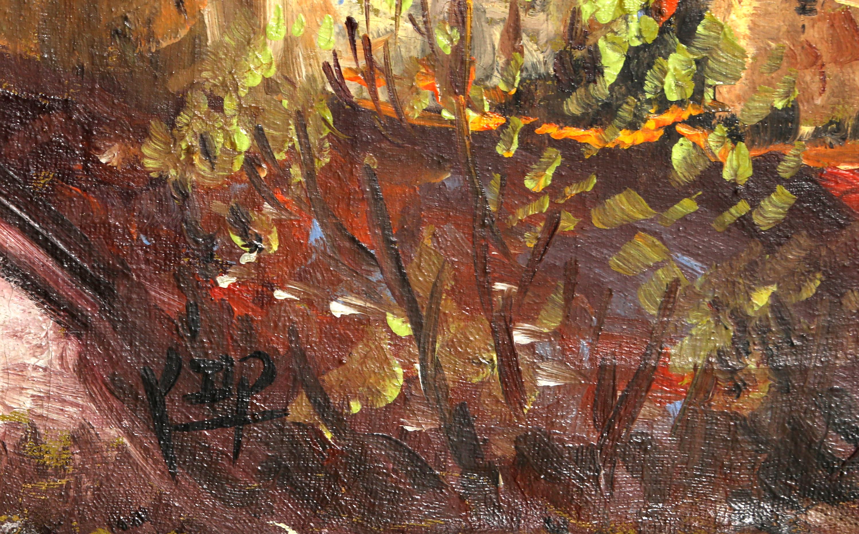 Veduta di Gerusalemme, dipinto a olio di paesaggio impressionista incorniciato - Painting di Unknown