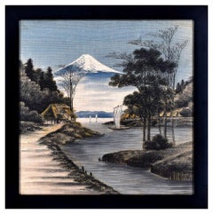 View of Mount Fuji - Oil Paint on Canvas by Unknown Japanese Master Early 1900