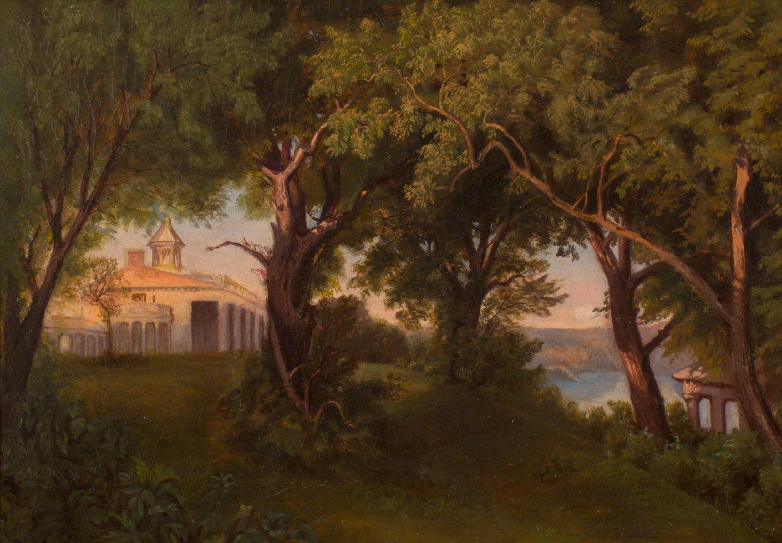 View of Mount Vernon Estate, the historic home of George and Martha Washington - Painting by Unknown