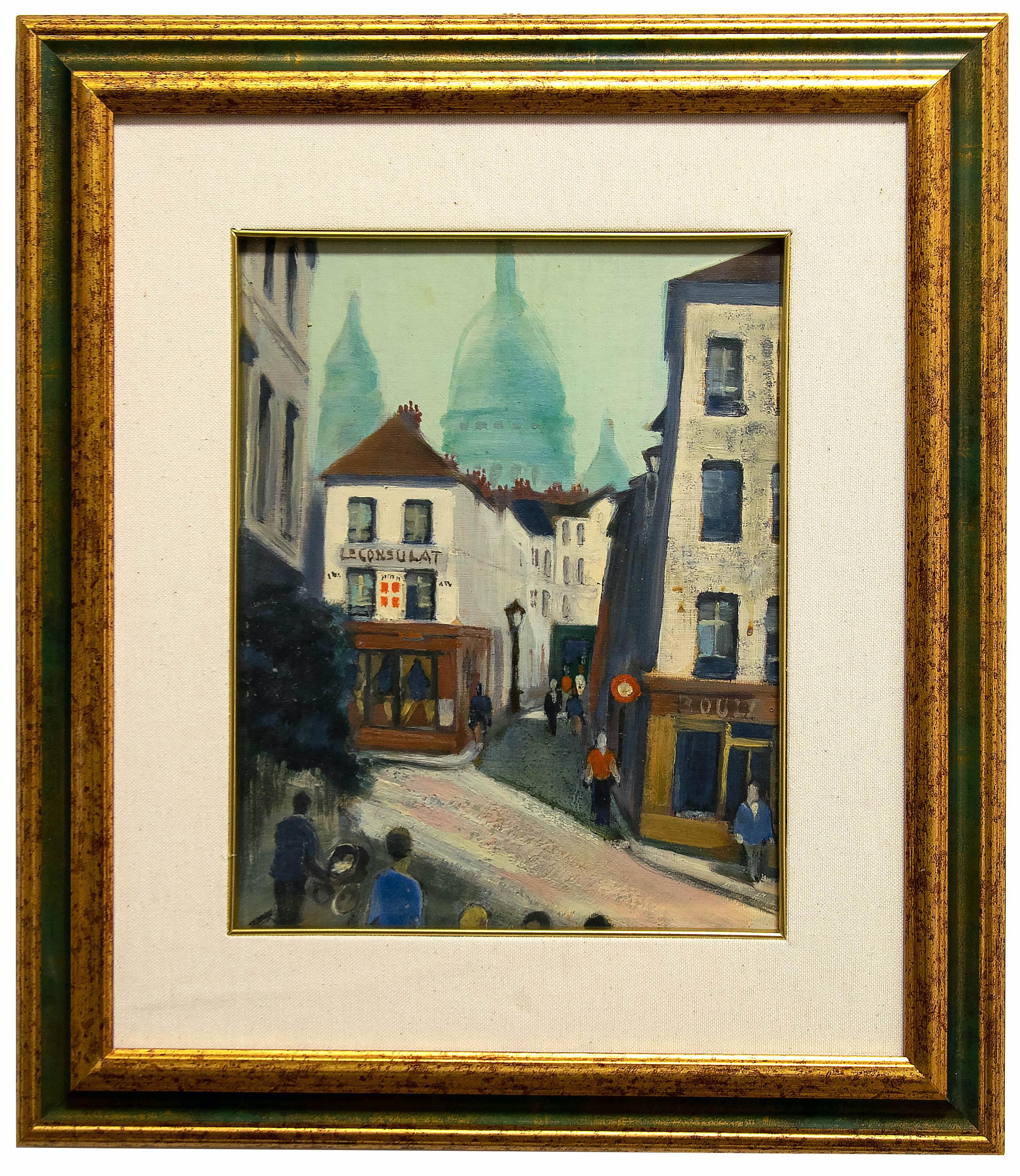 Unknown Landscape Painting - View of Paris - Original Oil on Cardboard by French Artist - Mid-20th Century