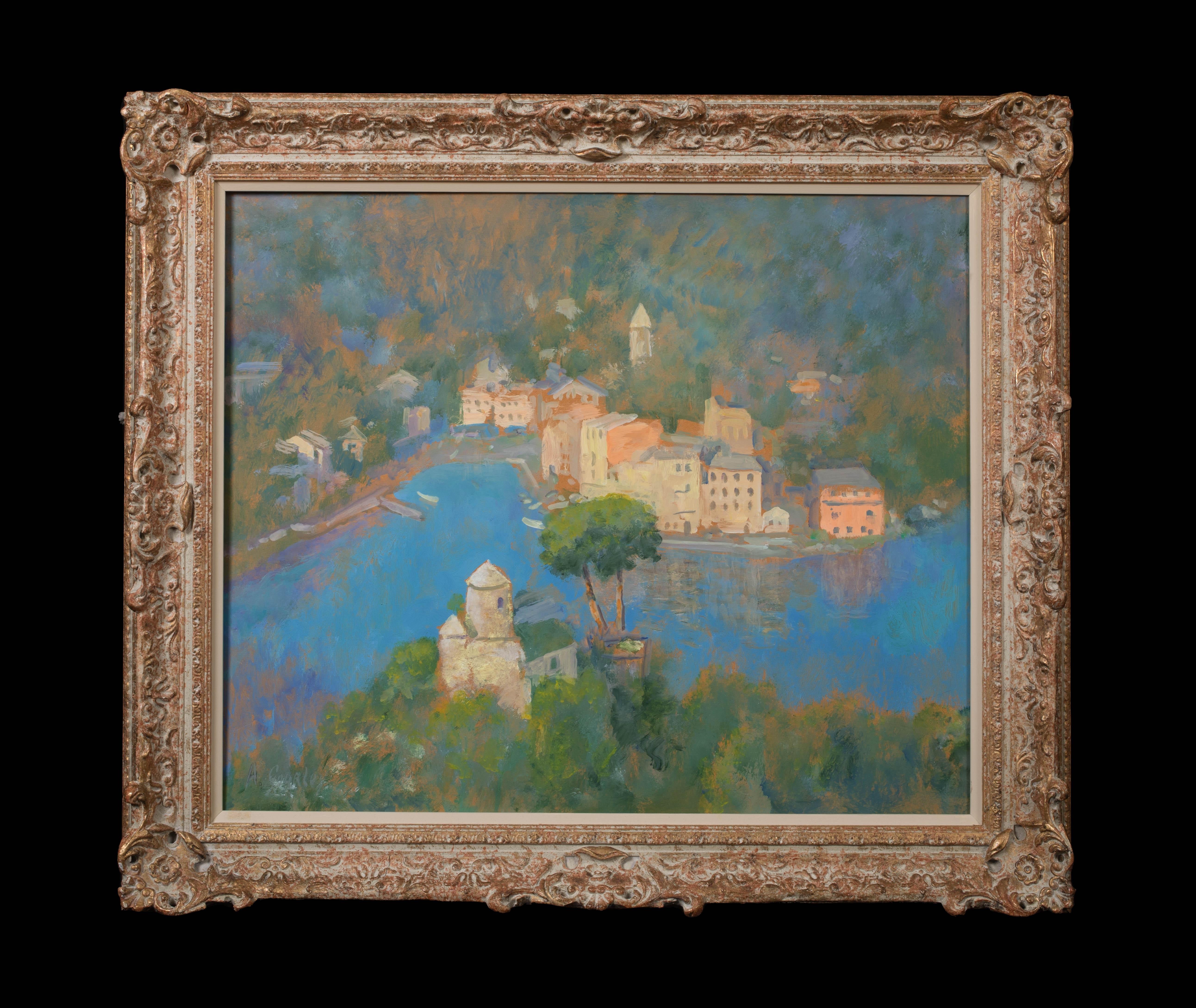 View Of Portofino, 20th Century  ALAN STENHOUSE GOURLEY ROI (SCOTTISH 1909-1991) - Painting by Unknown