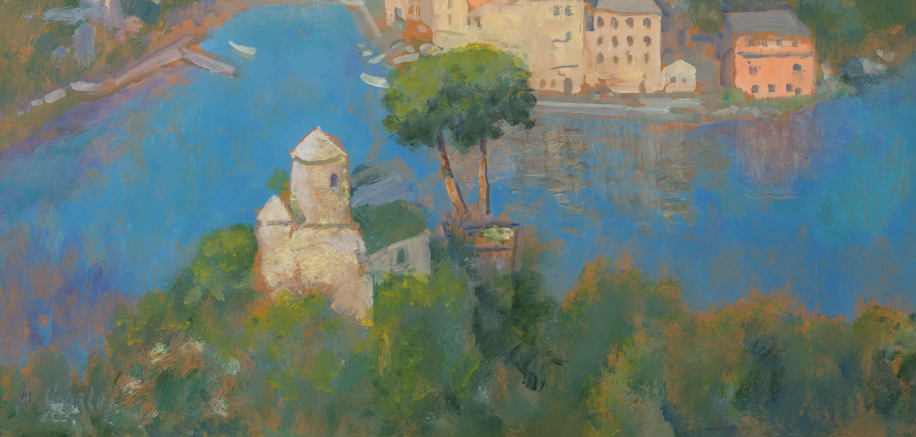 Veduta di Portofino, XX secolo  ALAN STENHOUSE GOURLEY ROI (SCOZZESE 1909-1991) 2