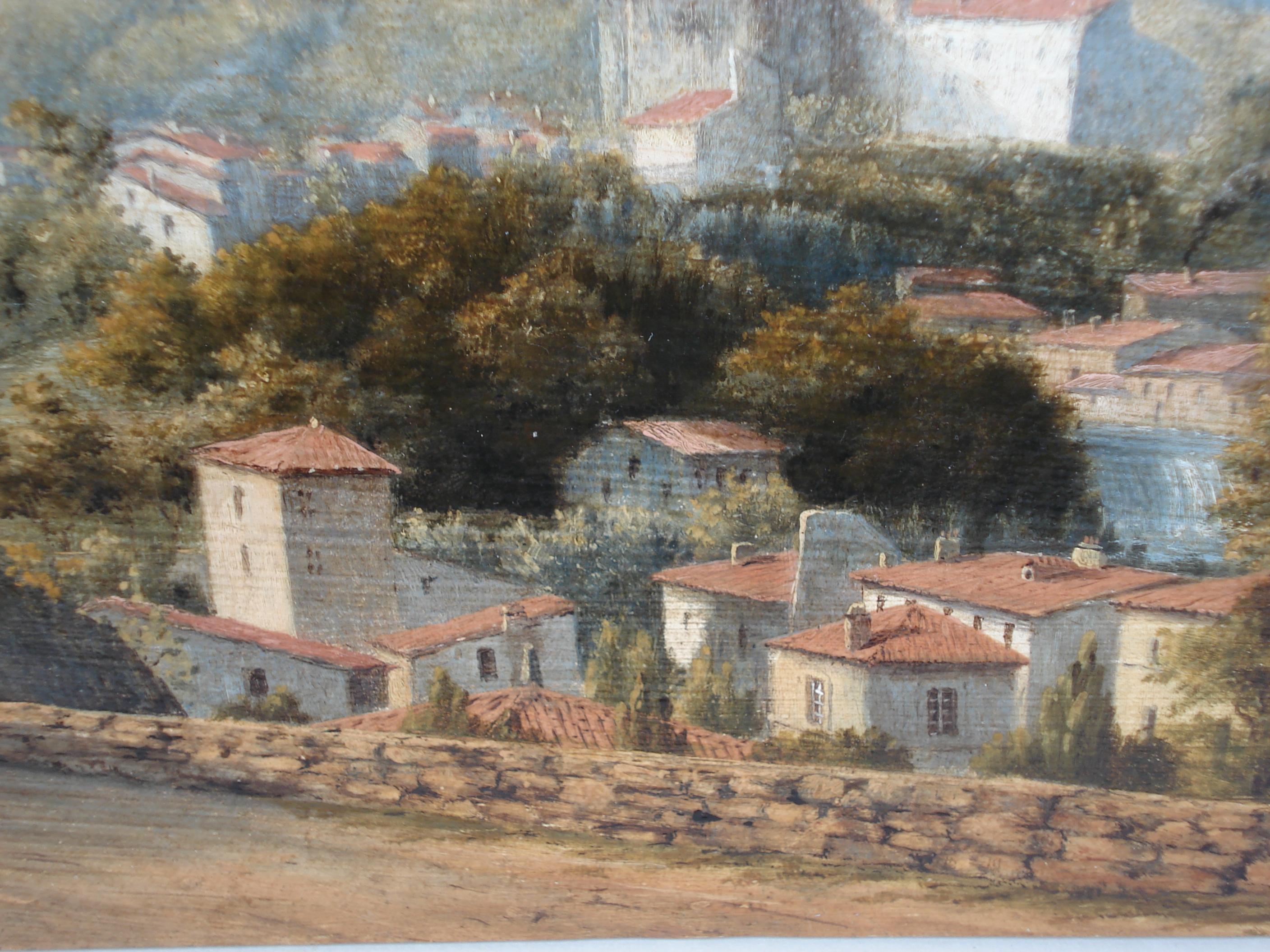View of Royat, Puy-de-Dôme, circa 1830 - Gray Landscape Painting by Unknown