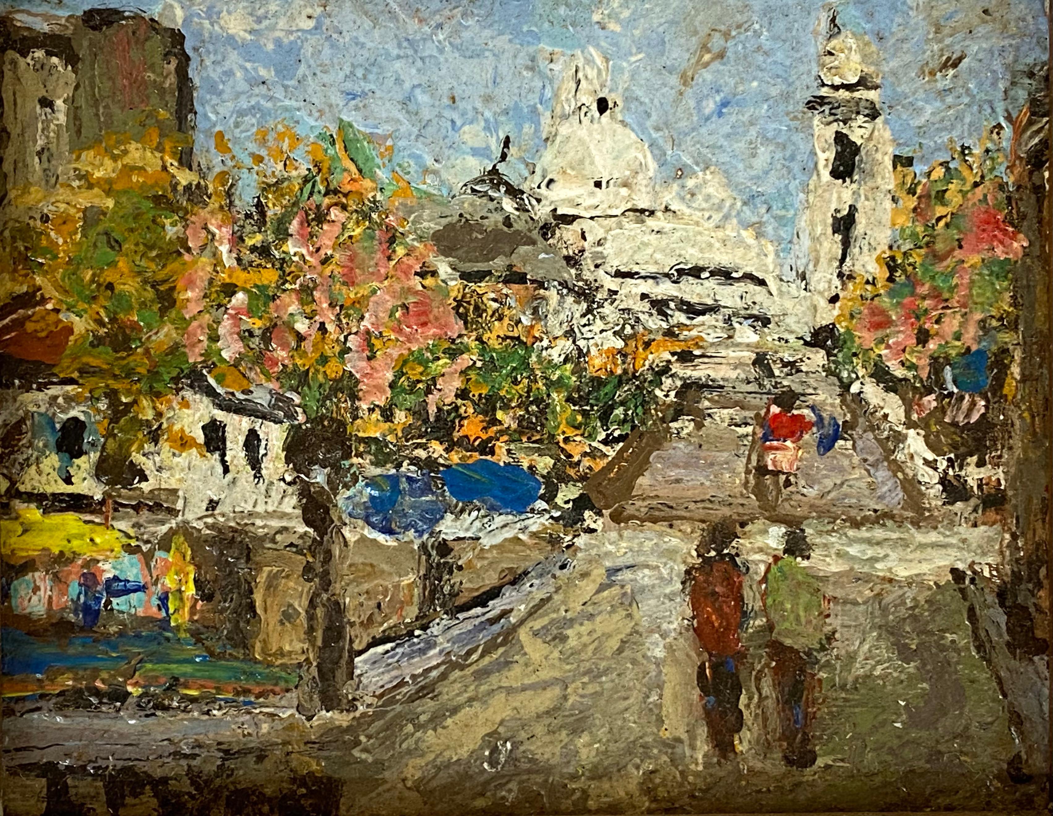 ”View of Sacre Coeur, Montmartre” - Post-Impressionist Painting by Unknown