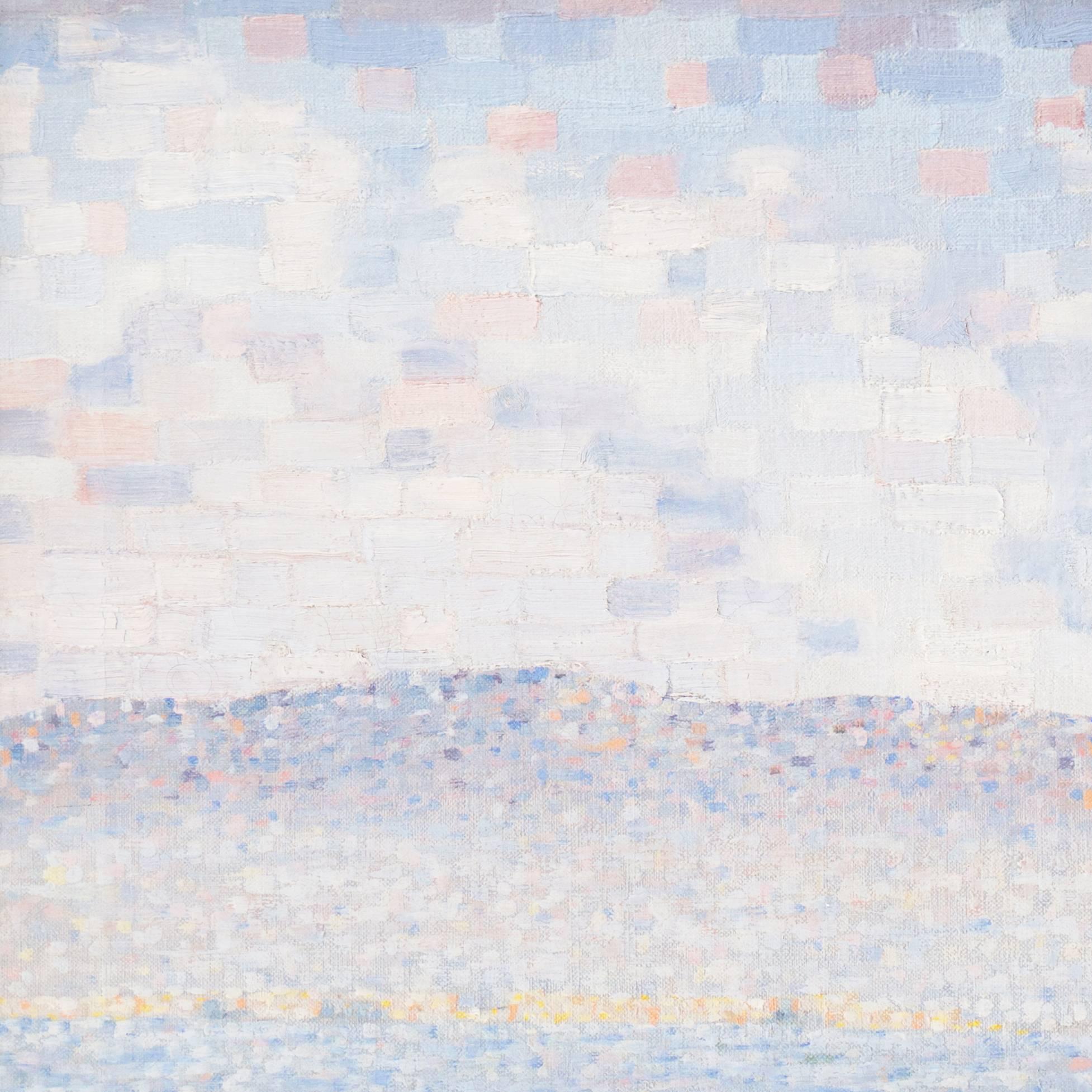 'View of San Francisco with Coit Tower', Bay Area, California, Pointillist Oil For Sale 1