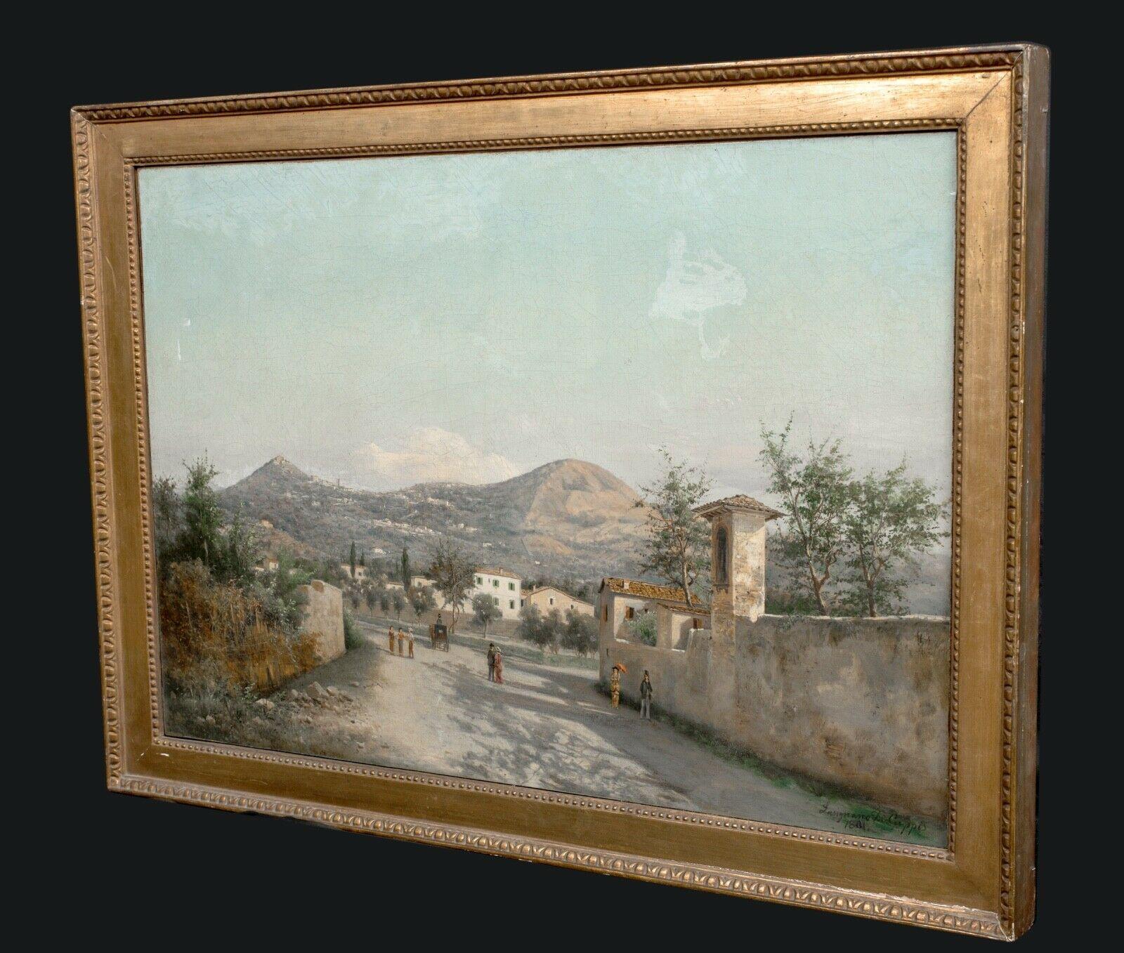 Vue de San Nicolo, Sardaigne, 19ème siècle - Gris Landscape Painting par Unknown