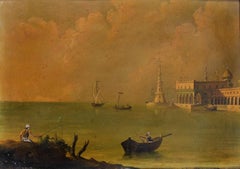 View of the Royal Palace on the Bosphorus - Oil Painting Early 20th Century