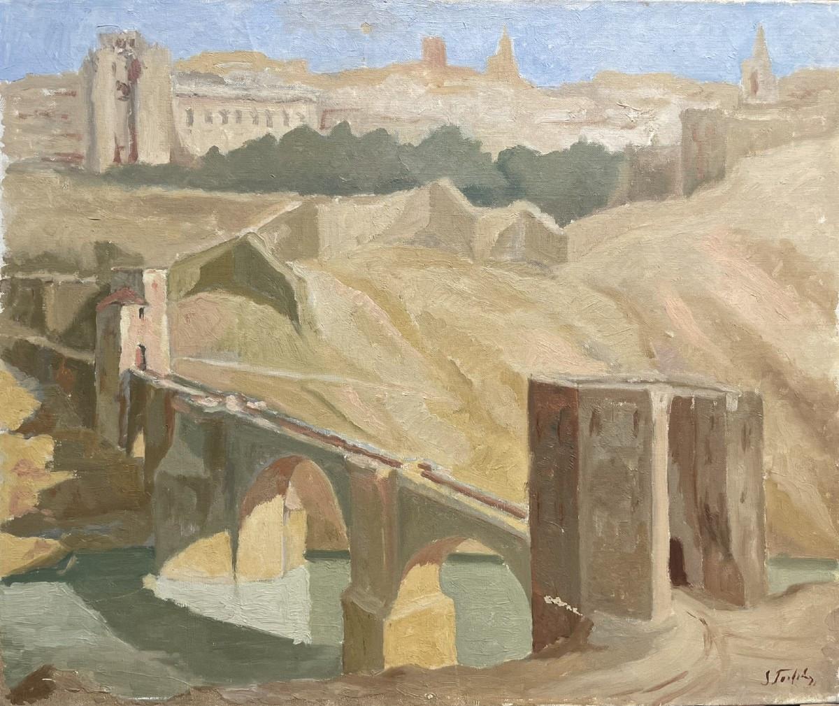 Vue de Tolède, Espagne - Pont sur le Tage (Puente de San Martín), vers 1935