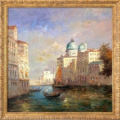 "View of Venice Canal" Orientalist Post-Impressionist Oil Painting on Canvas