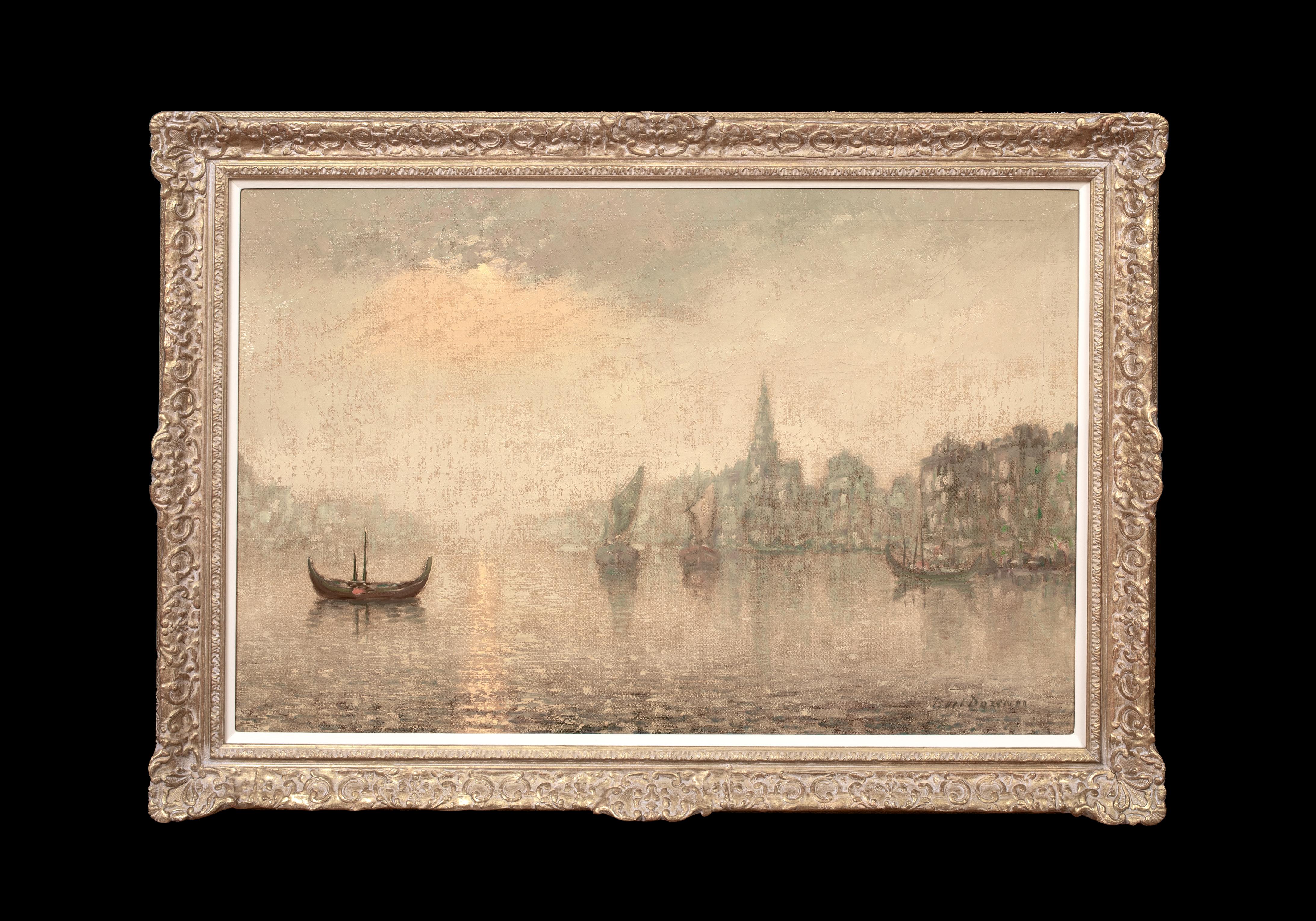 View Of Venice In The Moonlight, 19th Century  French Impressionist School - Painting by Unknown