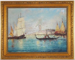 View of Venice, Original Vintage Oil on Canvas, Impressionist, Large, Signed