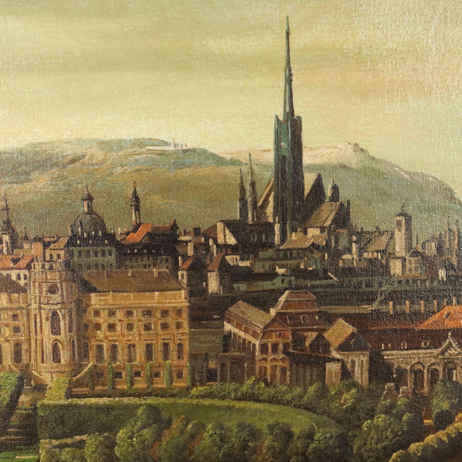 View of Vienna from the Belvedere, Copy of Canaletto Painting Mixed Media Italy  6